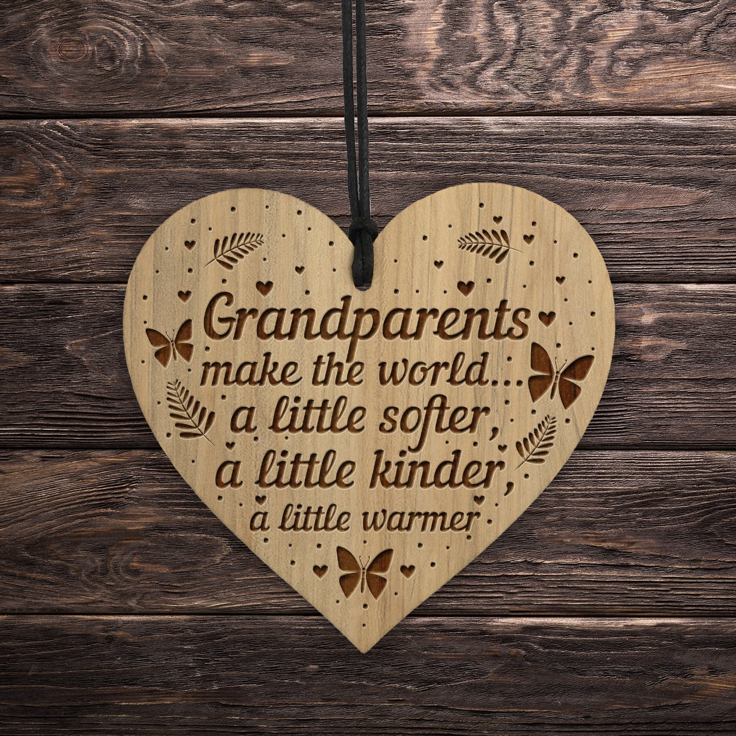 Grandparent Gifts Engraved Wooden Heart Christmas Gift