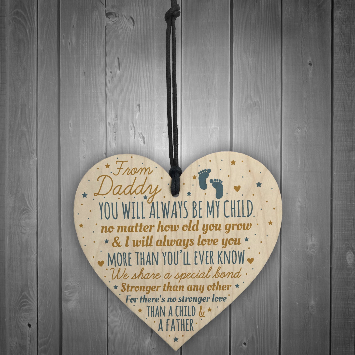 New Dad To Be Wooden Heart Novelty Baby Shower Daddy Son Gift