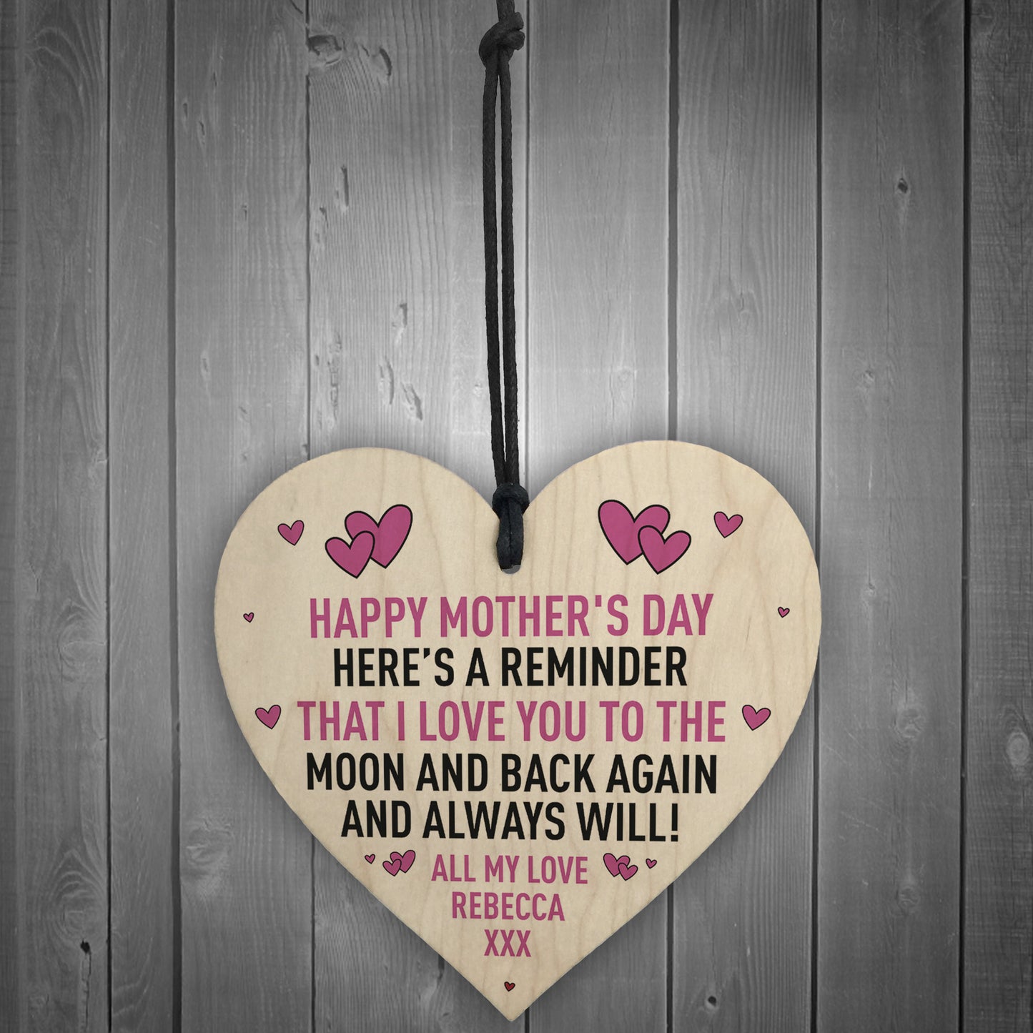 Mothers Day Gift PERSONALISED Wooden Heart Special Gift For Her