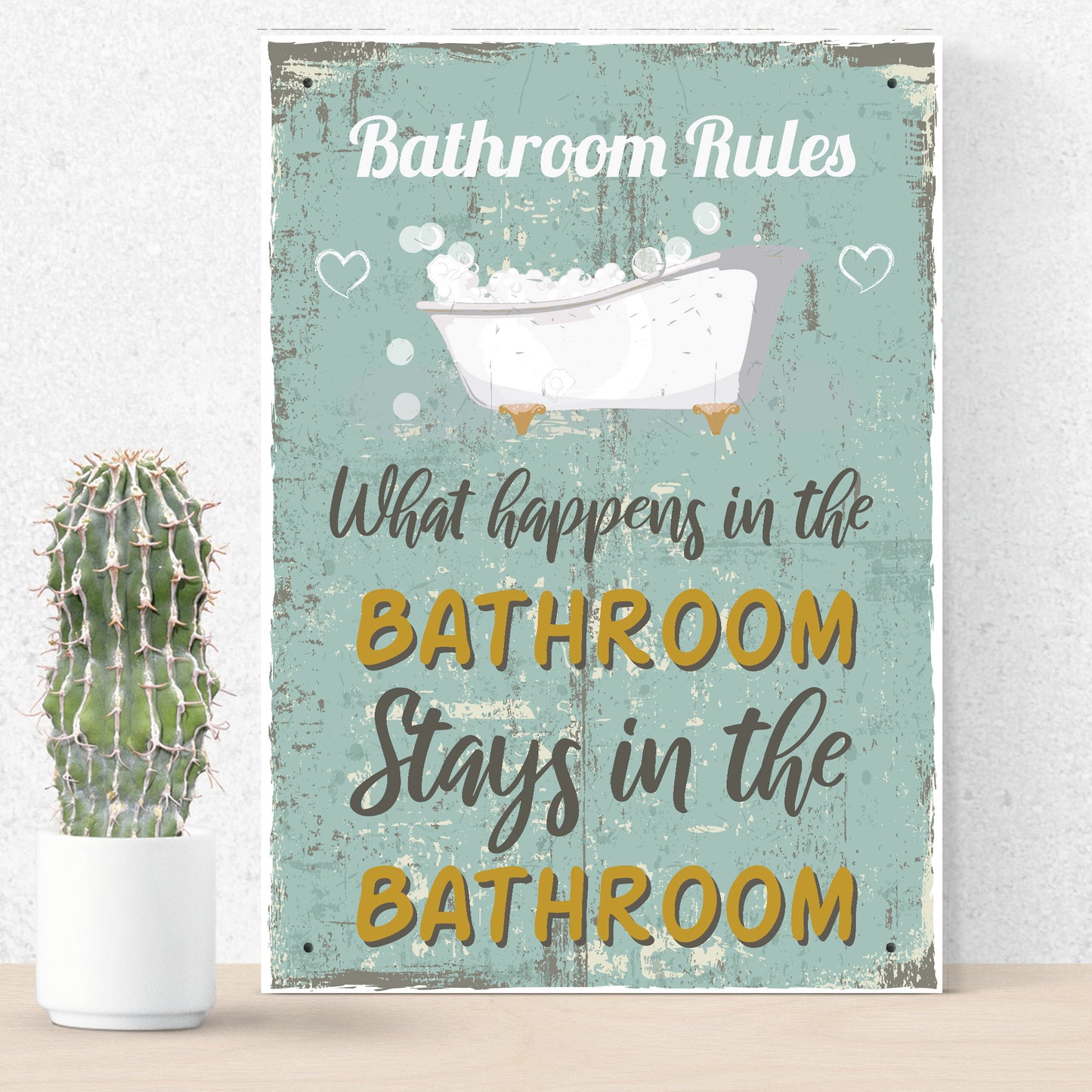 Shabby Chic What Happens In The Bathroom Funny Sign Plaque