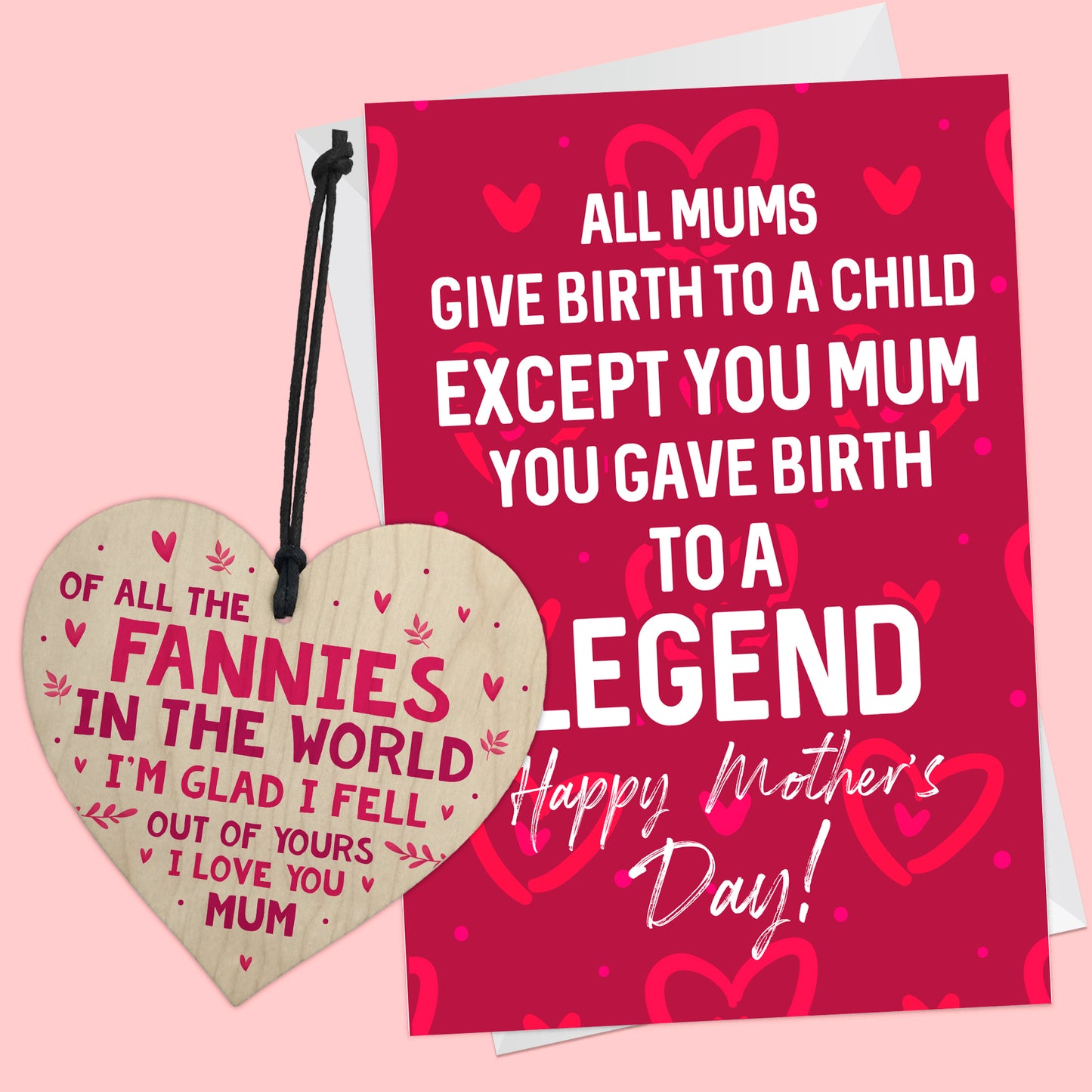 Funny Mothers Day Card And Heart For Mum From Daughter Son