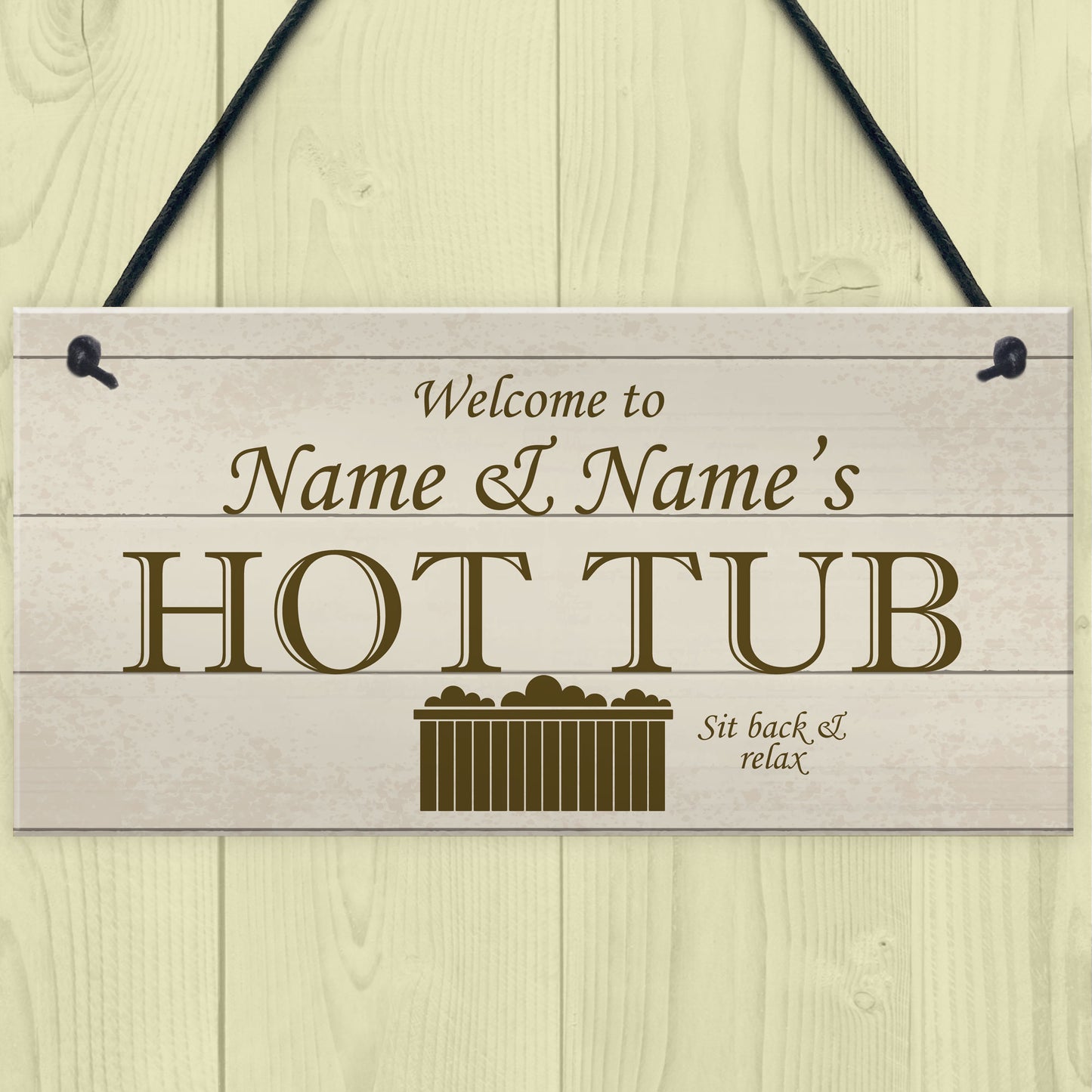 Shabby Chic HOT TUB Sign Personalised Garden Shed Summerhouse