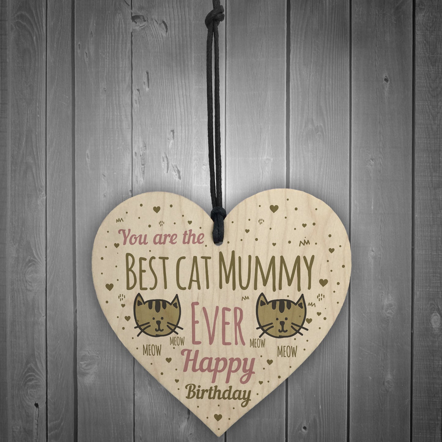 Best Cat Mummy Funny Mum Birthday Gifts Wood Heart Humour Cat