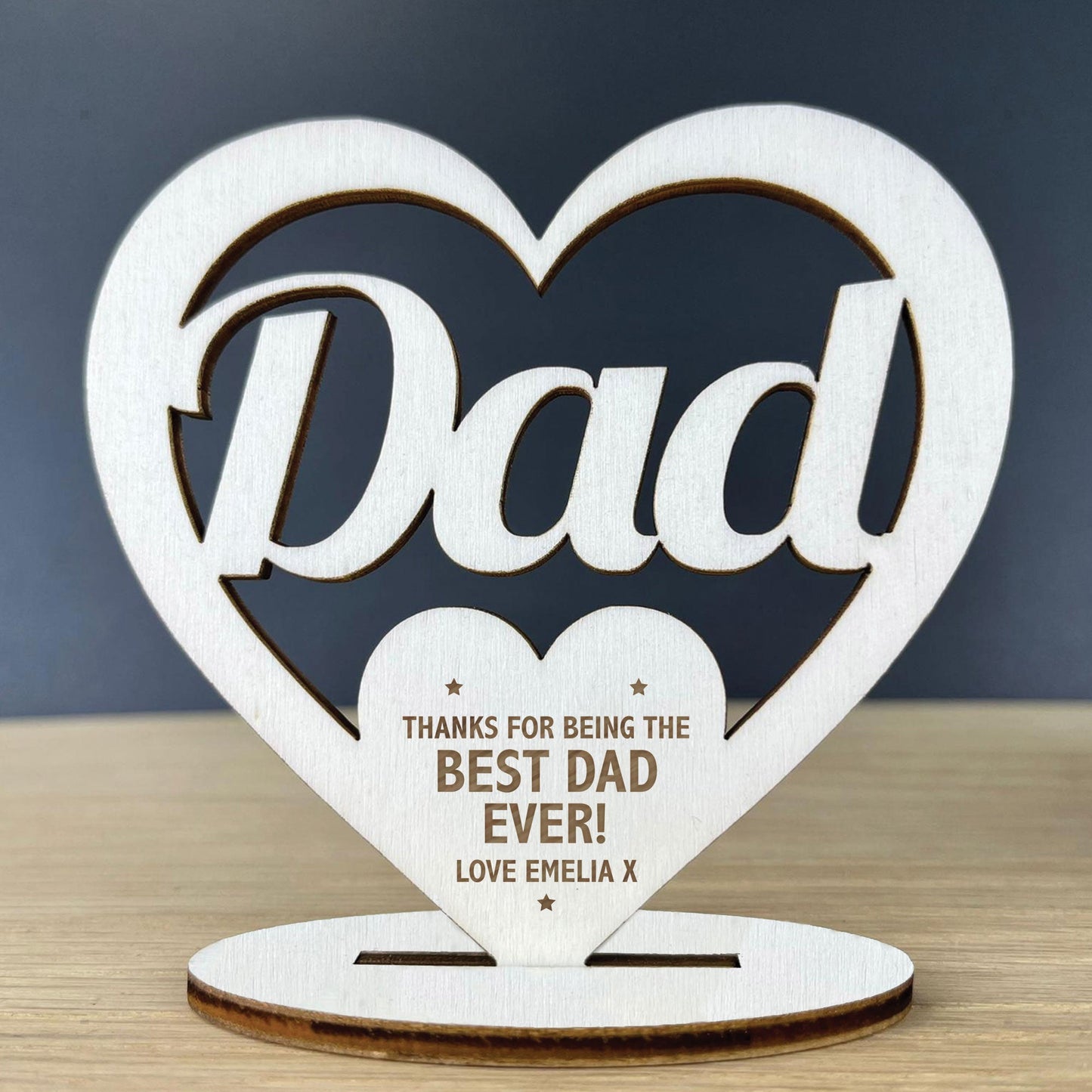 Dad Gifts Birthday Fathers Day Personalised Freestanding Heart