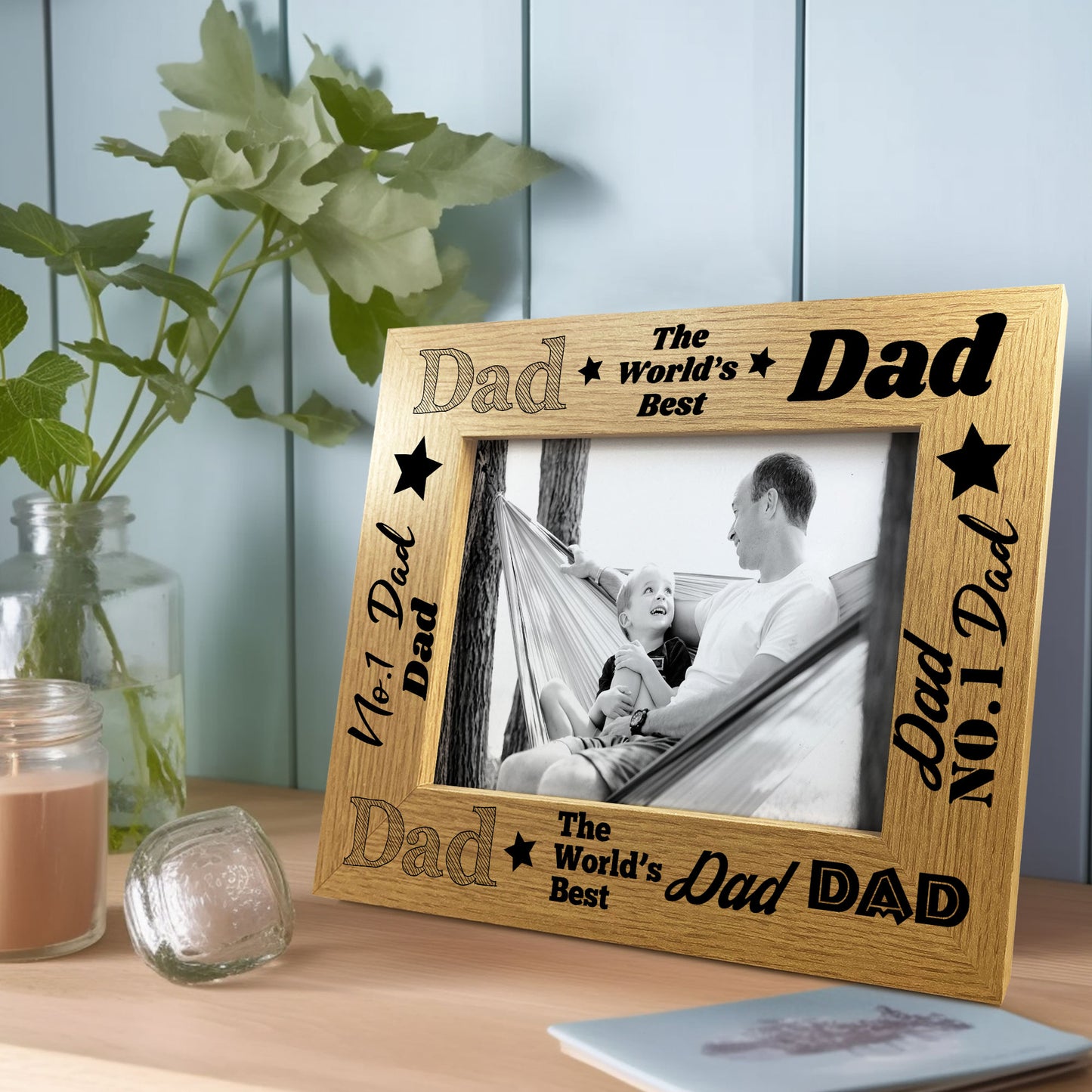 DAD PHOTO FRAME Wood Fathers Day Birthday Gifts For Dad