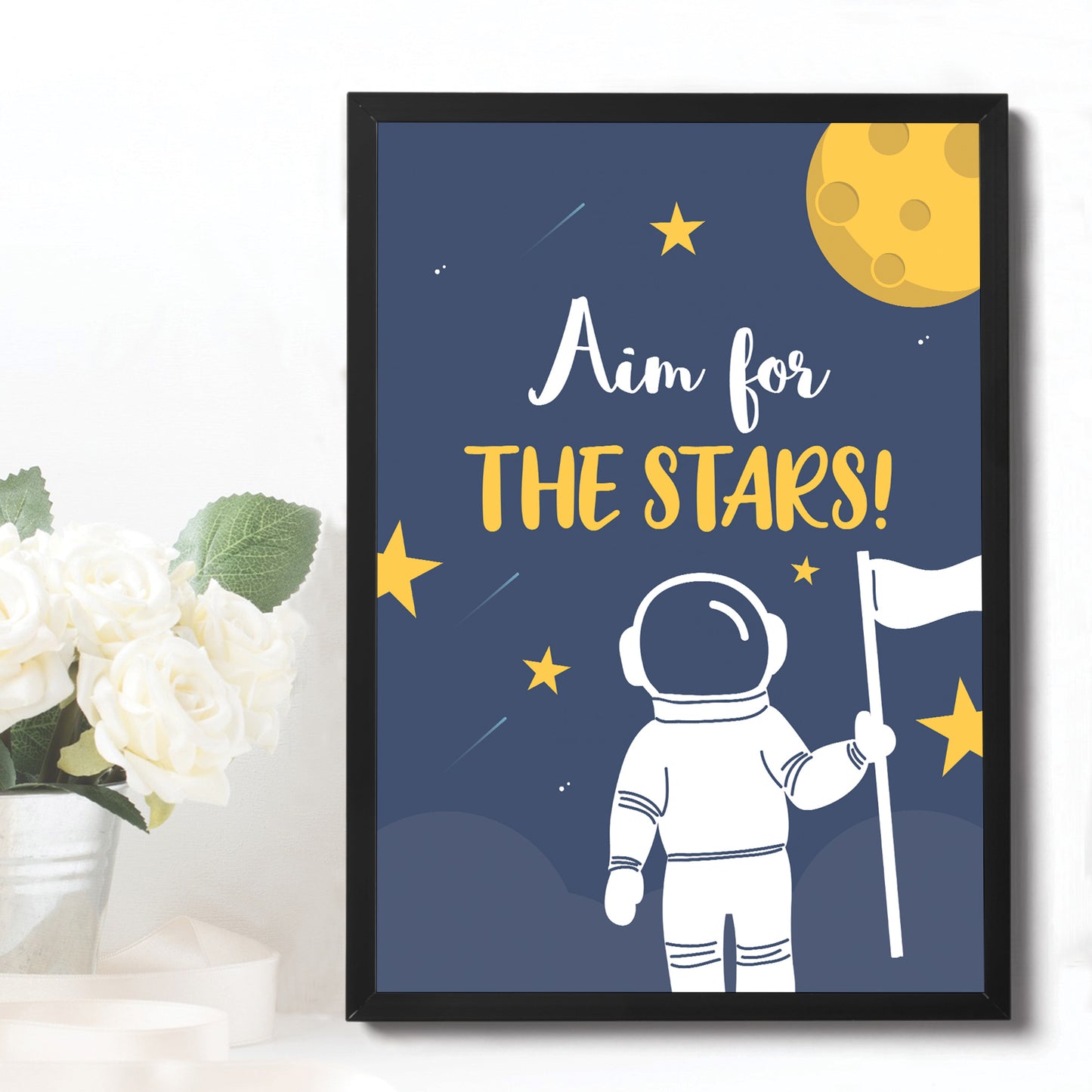 FRAMED Space Wall Art Boys Bedroom Decoration Baby Nursery Print