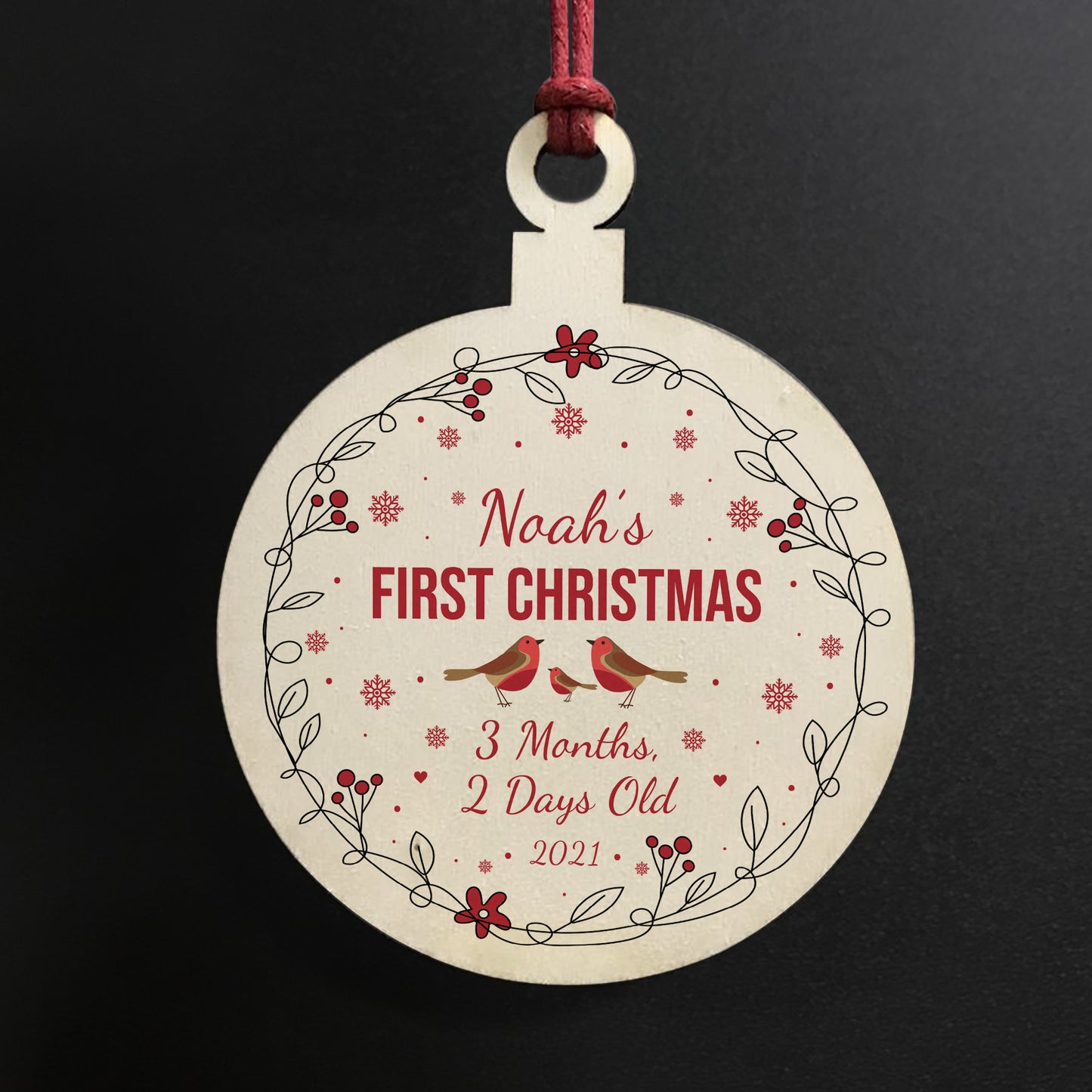 Babys 1st Christmas Bauble Personalised Daughter Son Gift