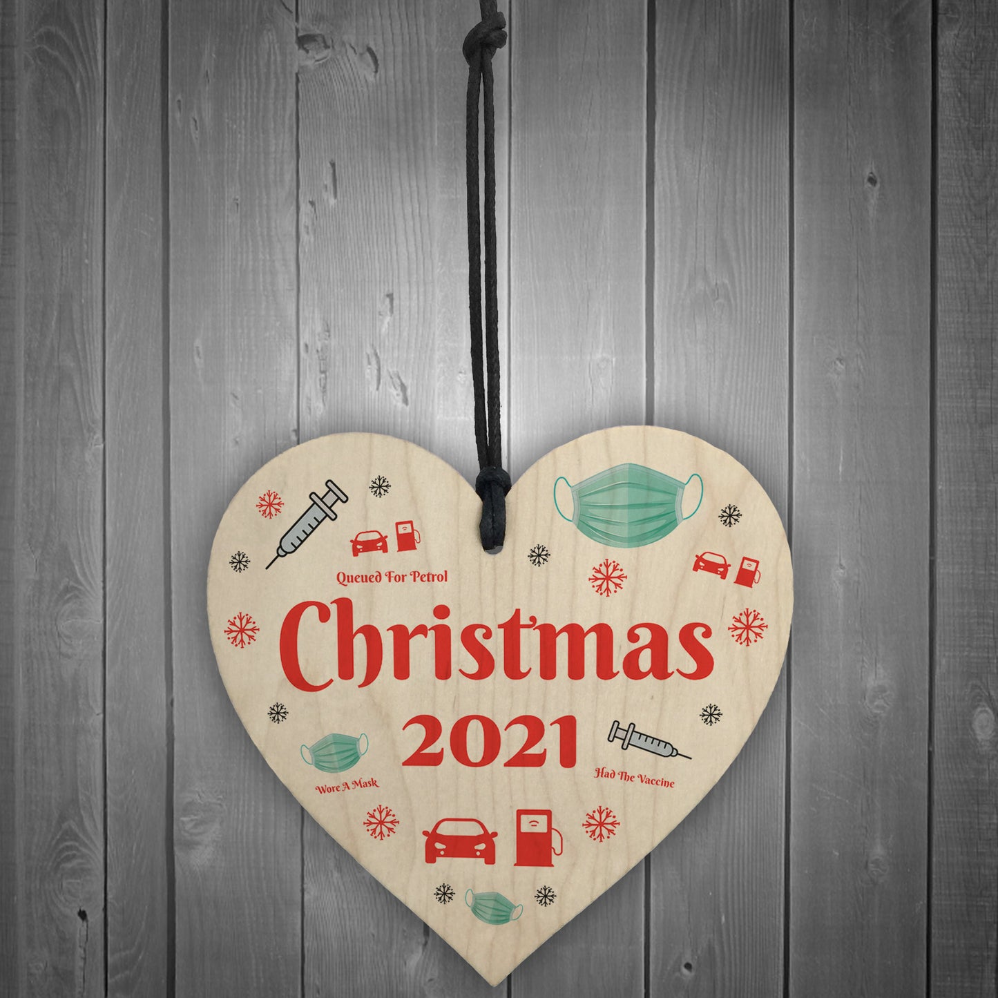 Christmas 2021 Bauble Tree Decoration Wooden Heart Xmas Tree