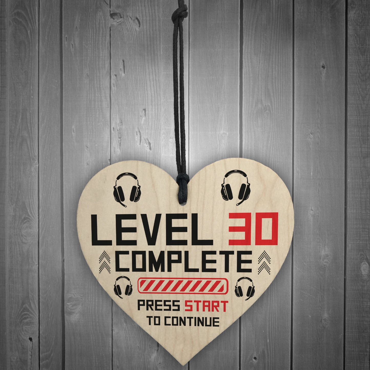 30th Birthday Gamer Gift Wooden Heart Novelty 30th Birthday Gift