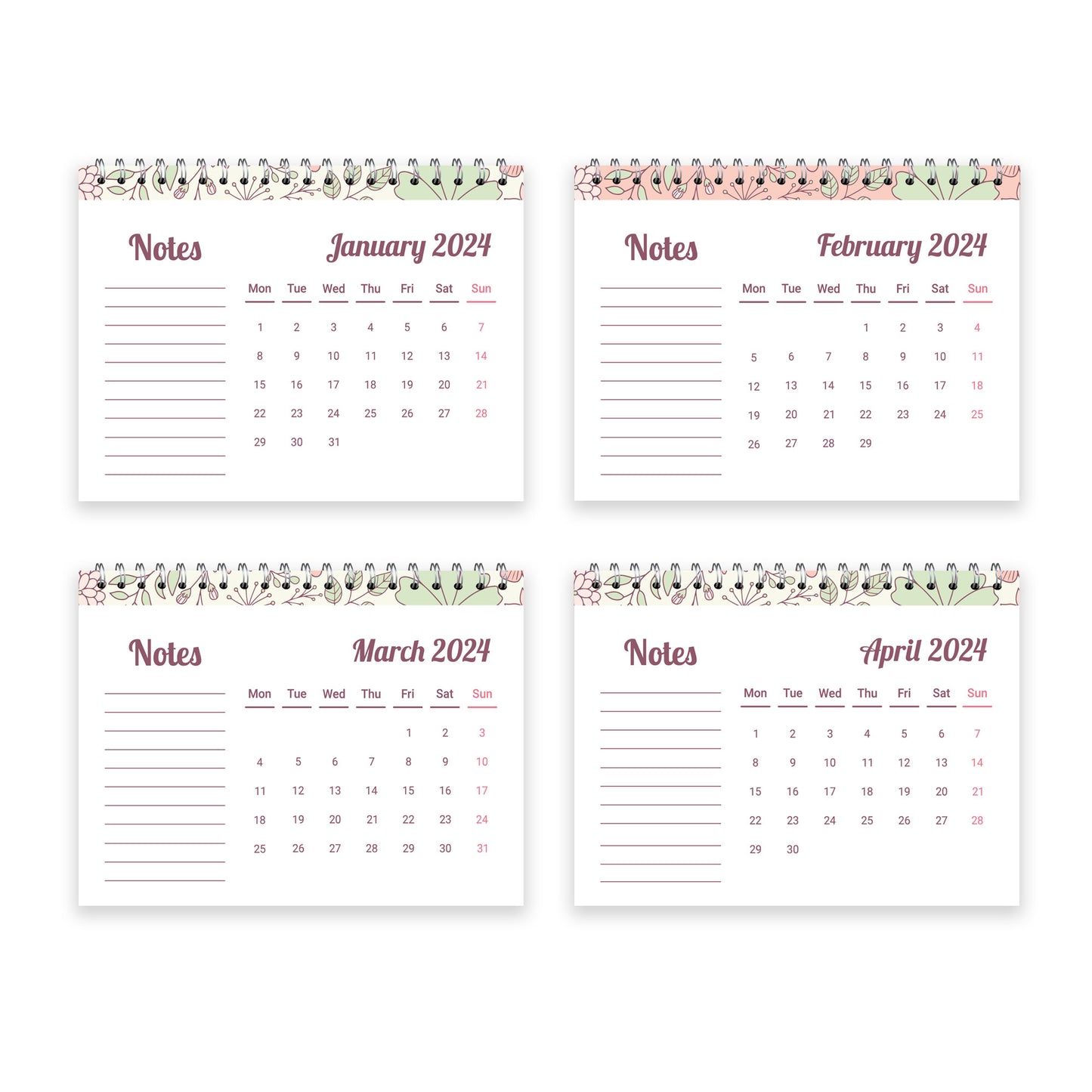 2024 Calendar For Women 2024 Desktop Planner Desktop Sprial