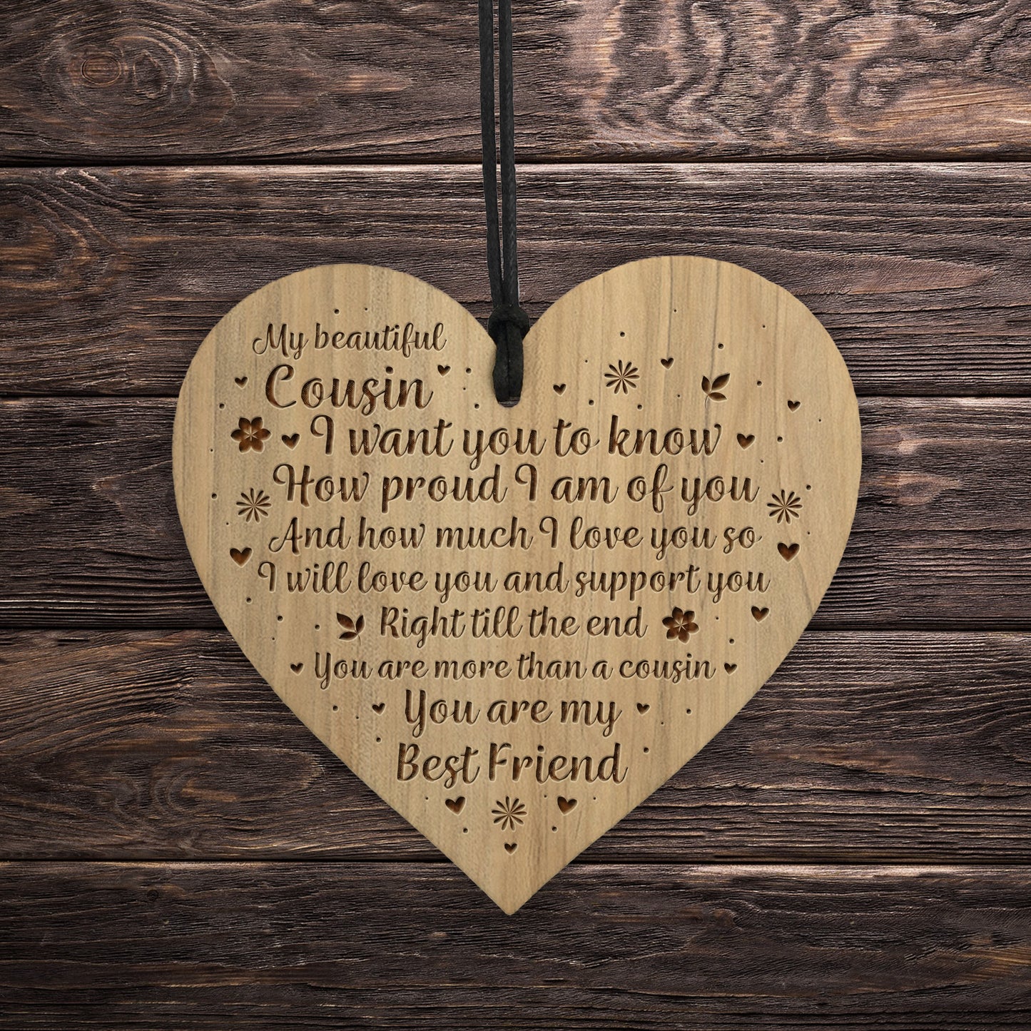 COUSIN GIFT Engraved Heart Thank You Gift For Cousin Birthday
