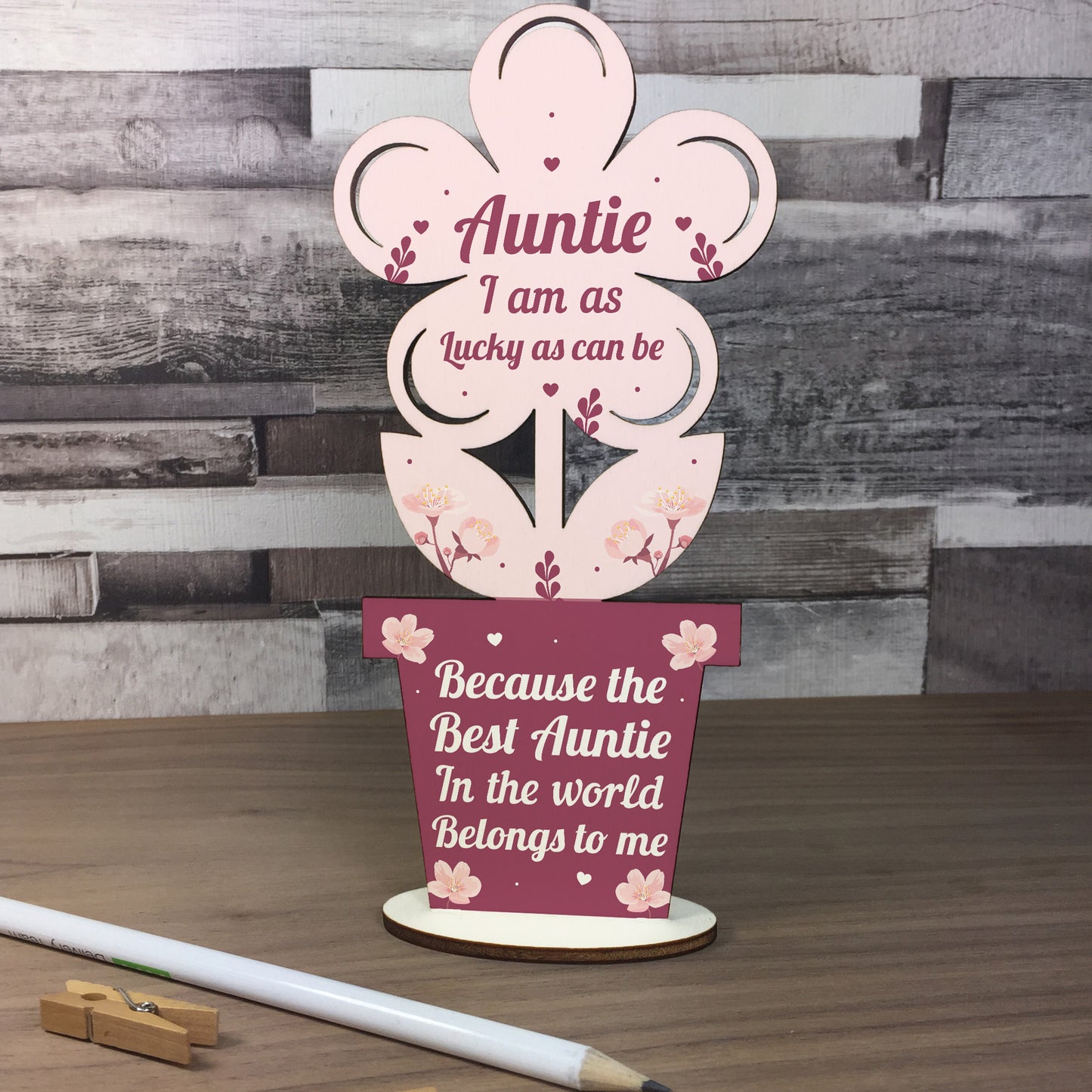 Auntie Birthday Gifts From Niece And Nephew Wooden Flower Sister