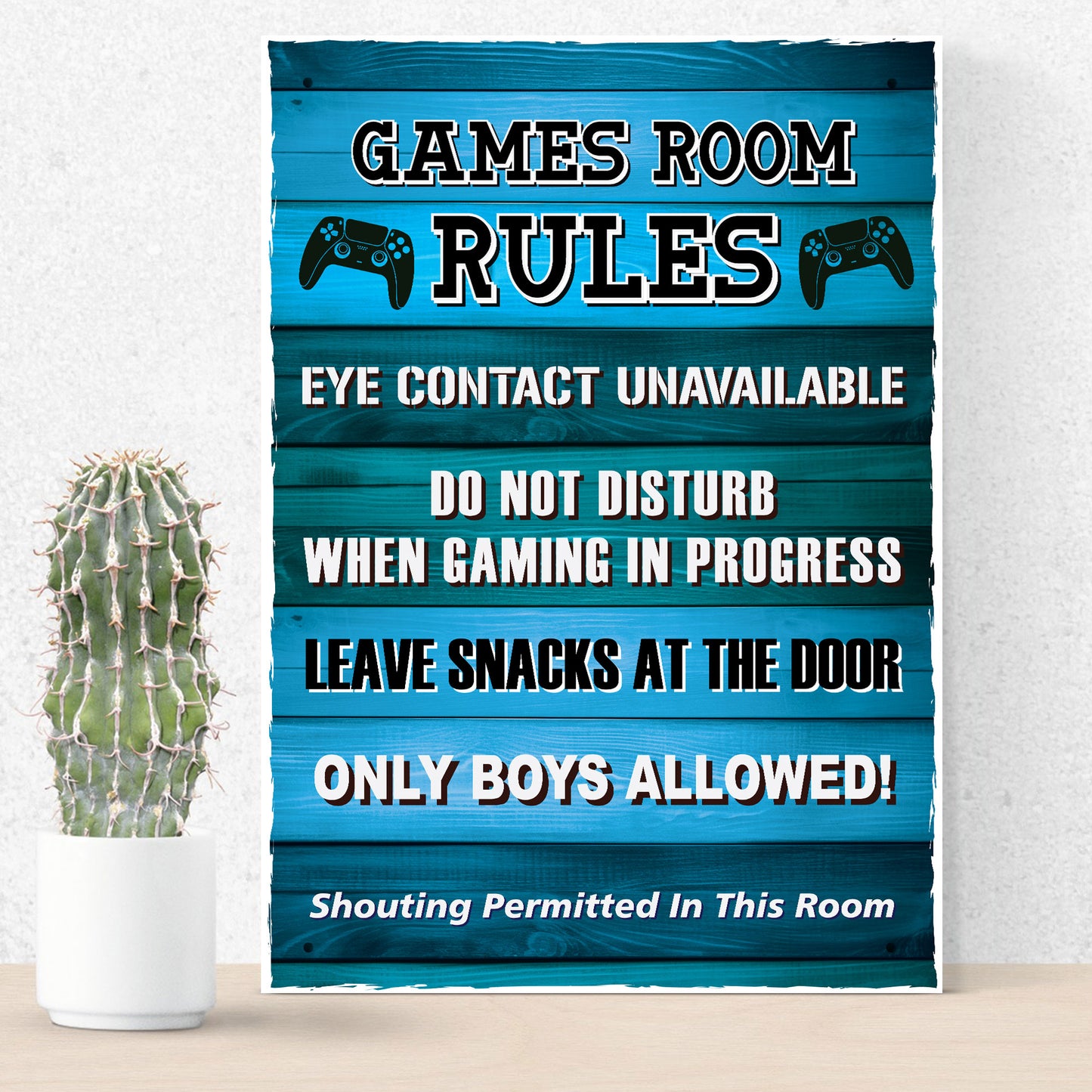 Games Room Rules Novelty Bedroom Wall Plaque Gamer Gift For Boys