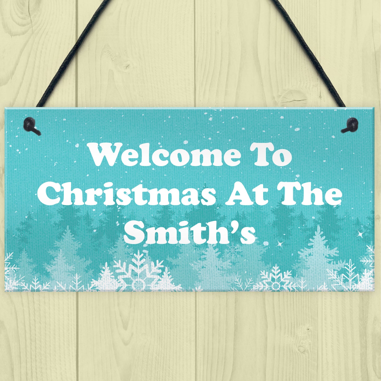 Personalised Hanging Christmas Decoration Welcome 'Surname' Sign