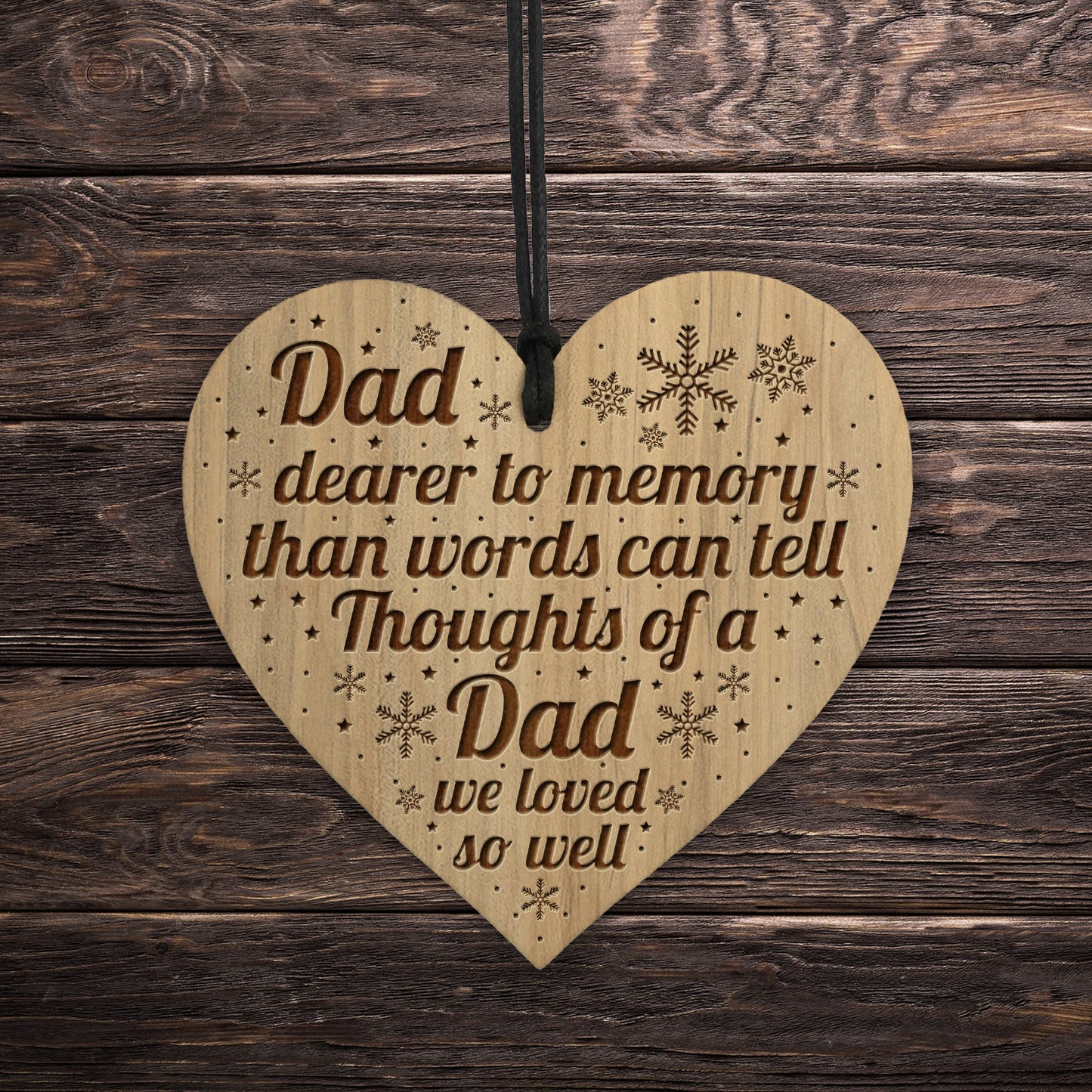 Dad Memorial Christmas Hanging Bauble Engraved Heart