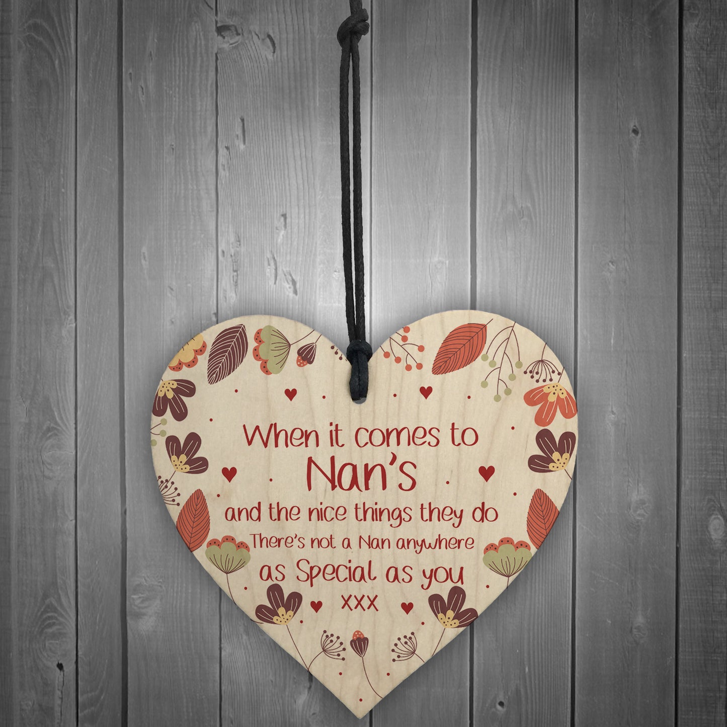 Gift For Nan Wooden Heart Birthday Christmas Gift For Nan