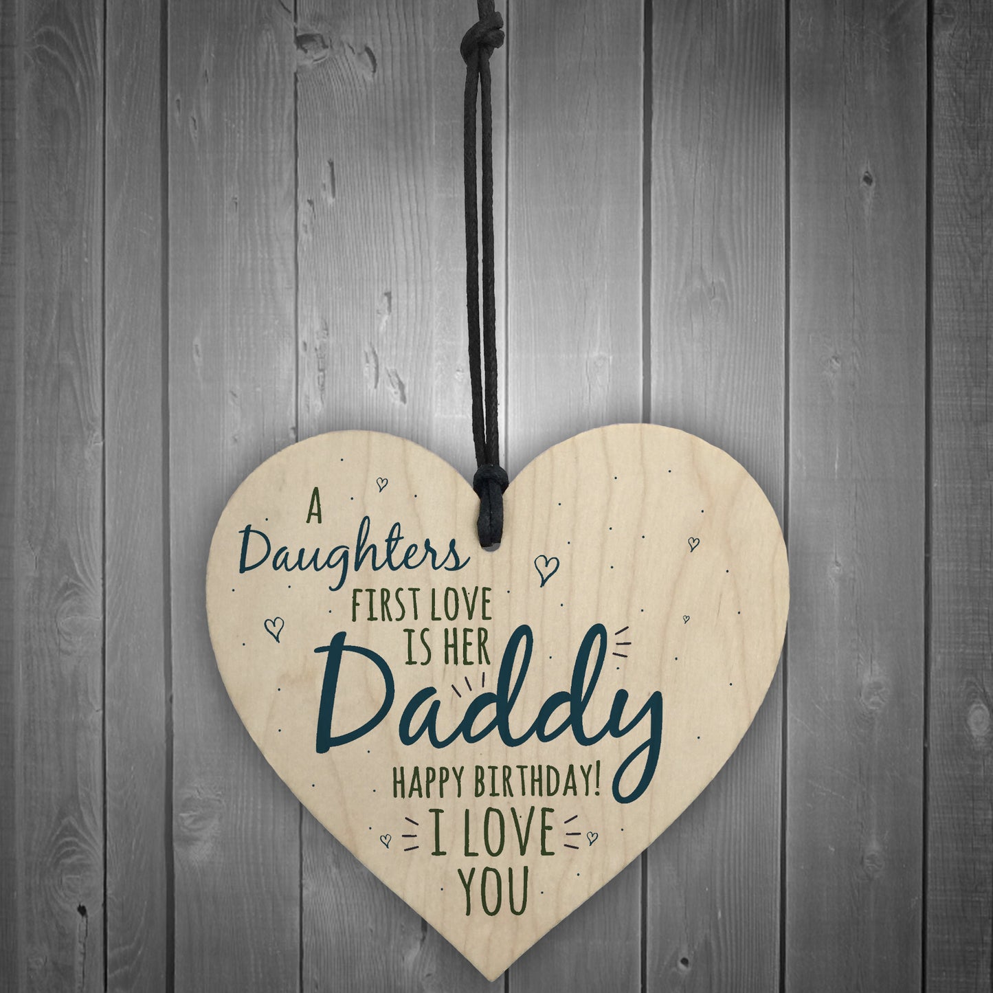 Love Daddy Dad Wooden Heart Happy Birthday Card Gift Son Baby