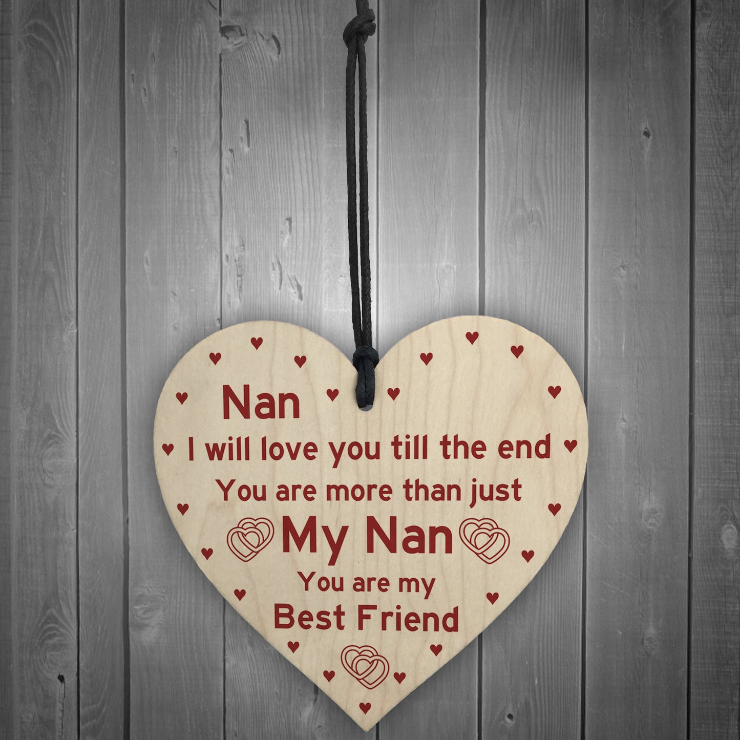 Nan Best Friend Gift Wooden Heart Birthday Mothers Day Gift