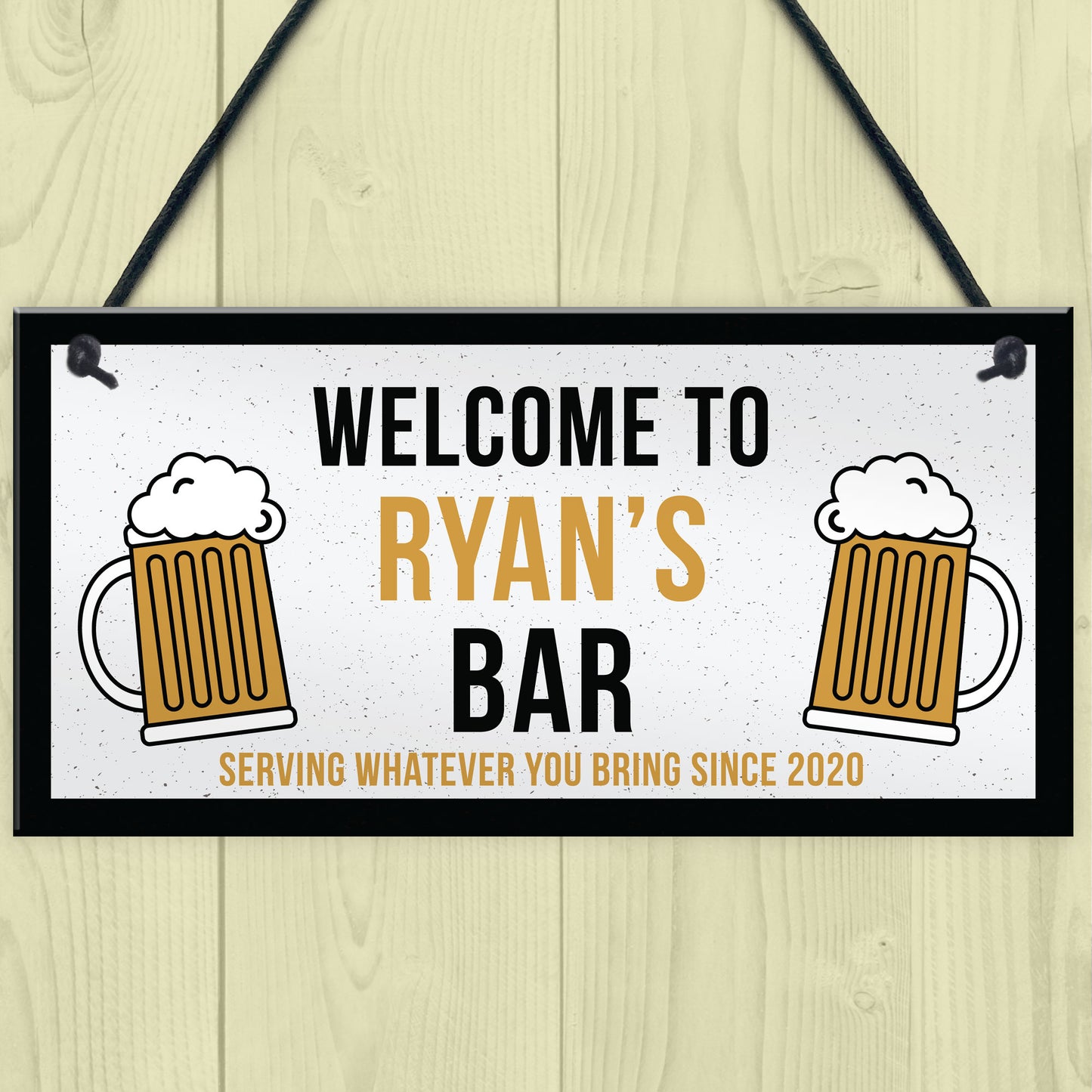 Novelty Hanging Bar Sign For Home Bar Man Cave PERSONALISED