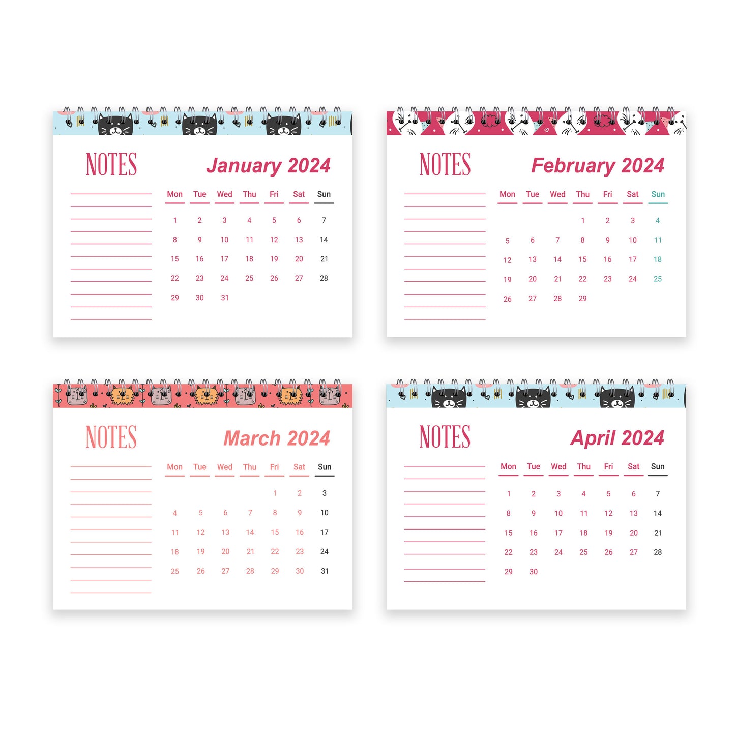 2024 Calendar For Women Girl A5 Month To View Spiral Bound