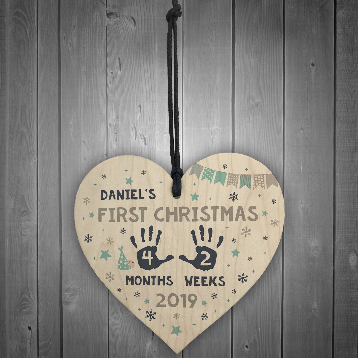 Babys First Christmas Wooden Heart 1st Christmas Bauble New Baby