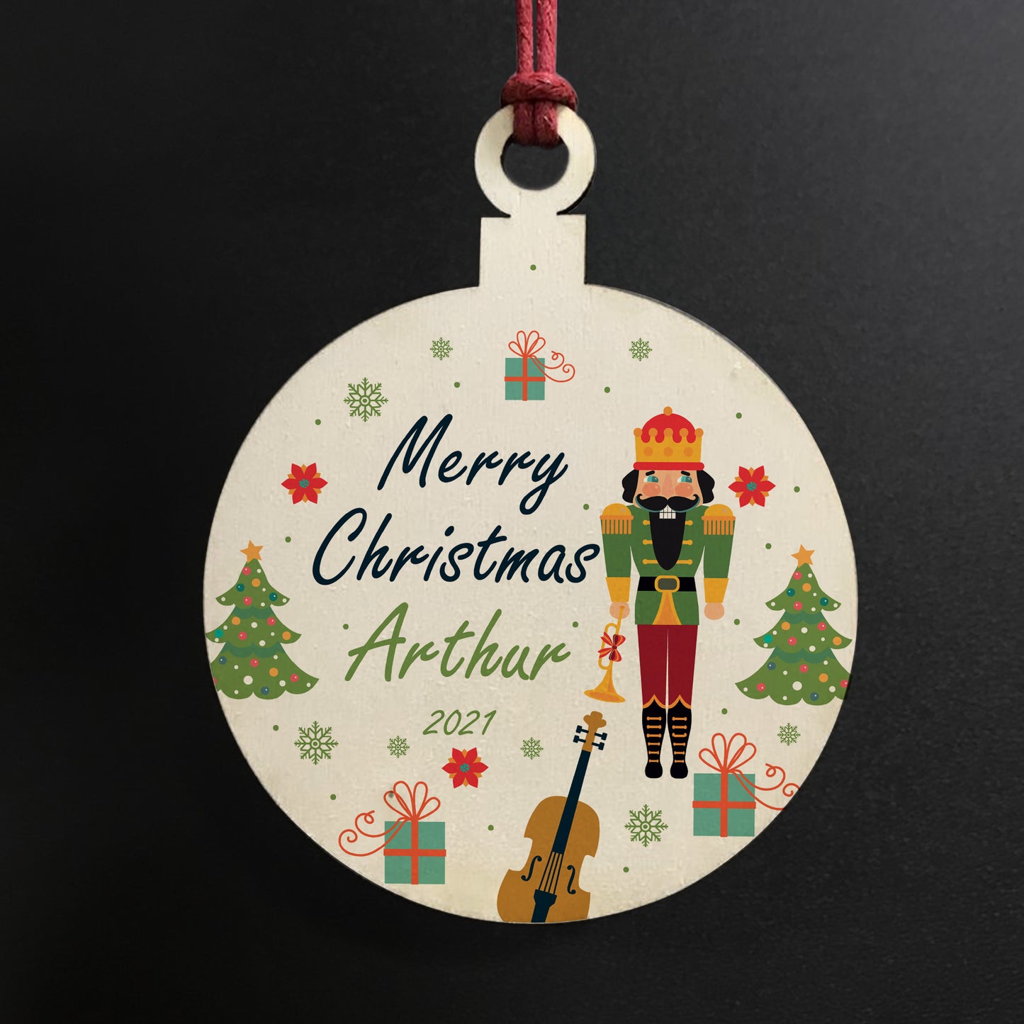 New Baby Gift Wooden Bauble Hanging Tree Decoration Son Gift