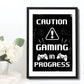 Beware Gaming Sign Boys Bedroom Decor Funny Gamer Gift Framed
