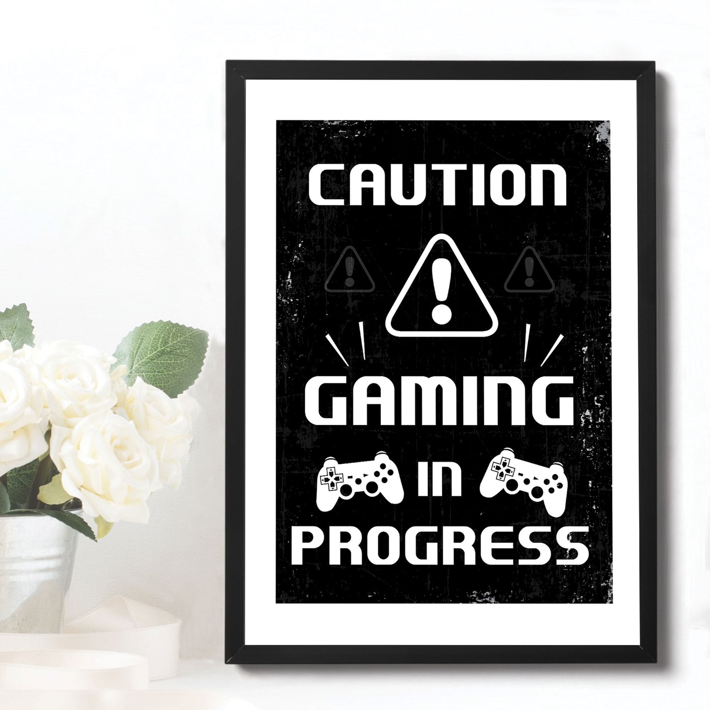 Beware Gaming Sign Boys Bedroom Decor Funny Gamer Gift Framed