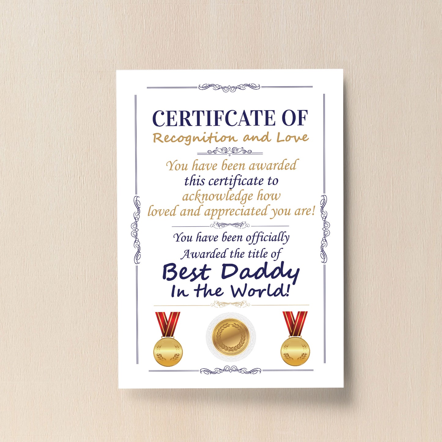 Novelty Certificate Fathers Day Birthday Funny Gift For Daddy