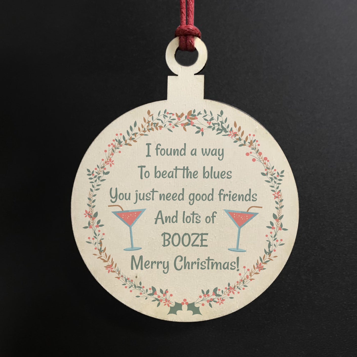 Merry Christmas Gift For Best Friend Hanging Wood Bauble Funny