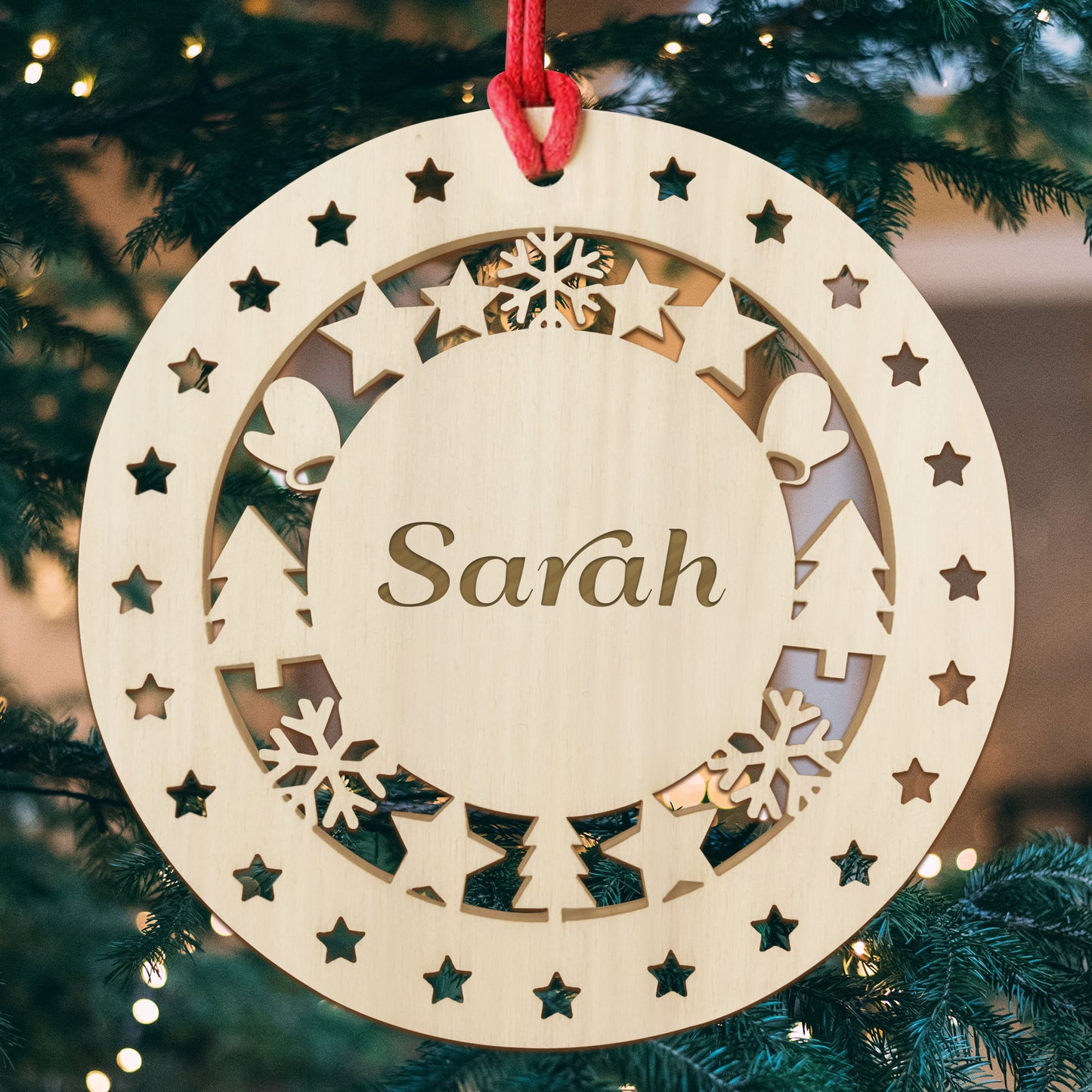 Christmas Tree Bauble Wooden Tree Ornament Gift For Daughter Son