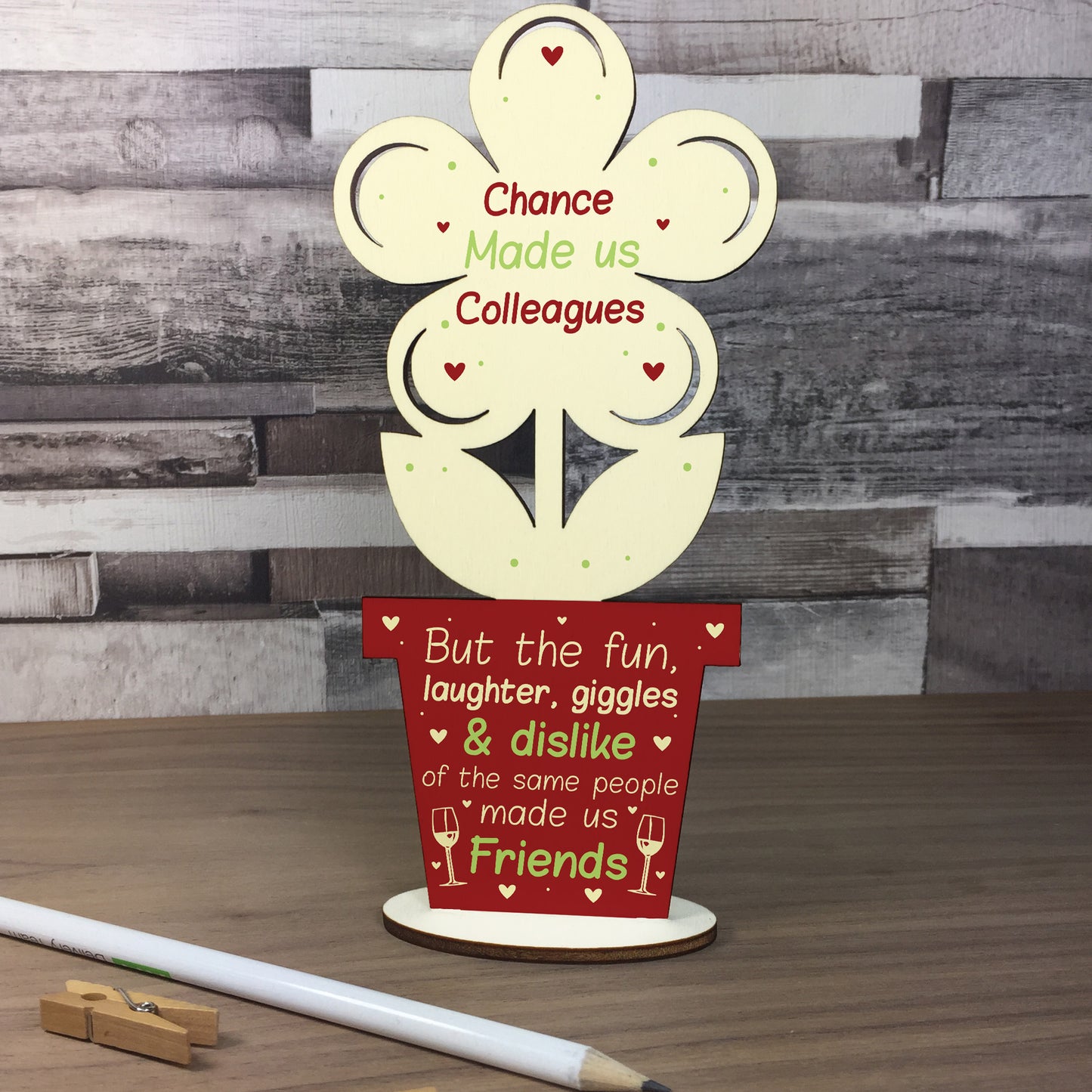 Chance Made Us Colleagues Wooden Flower Colleague Leaving Gift