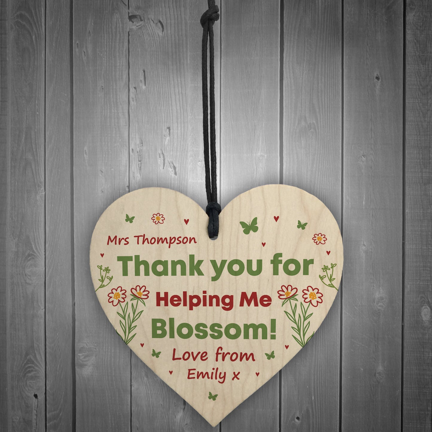 Personalised Thank You For Helping Me Blossom Heart Friendship