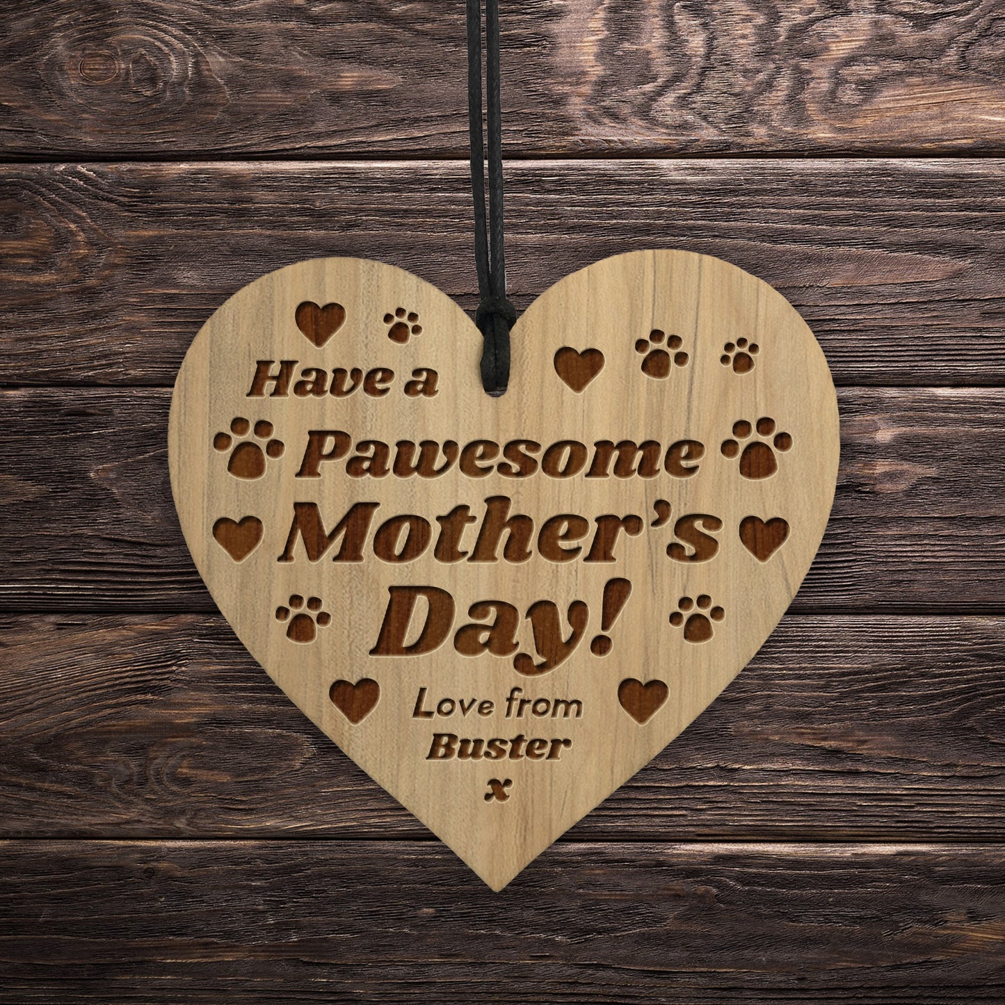 PAWESOME Mothers Day Gift From Dog Personalised Engraved Heart