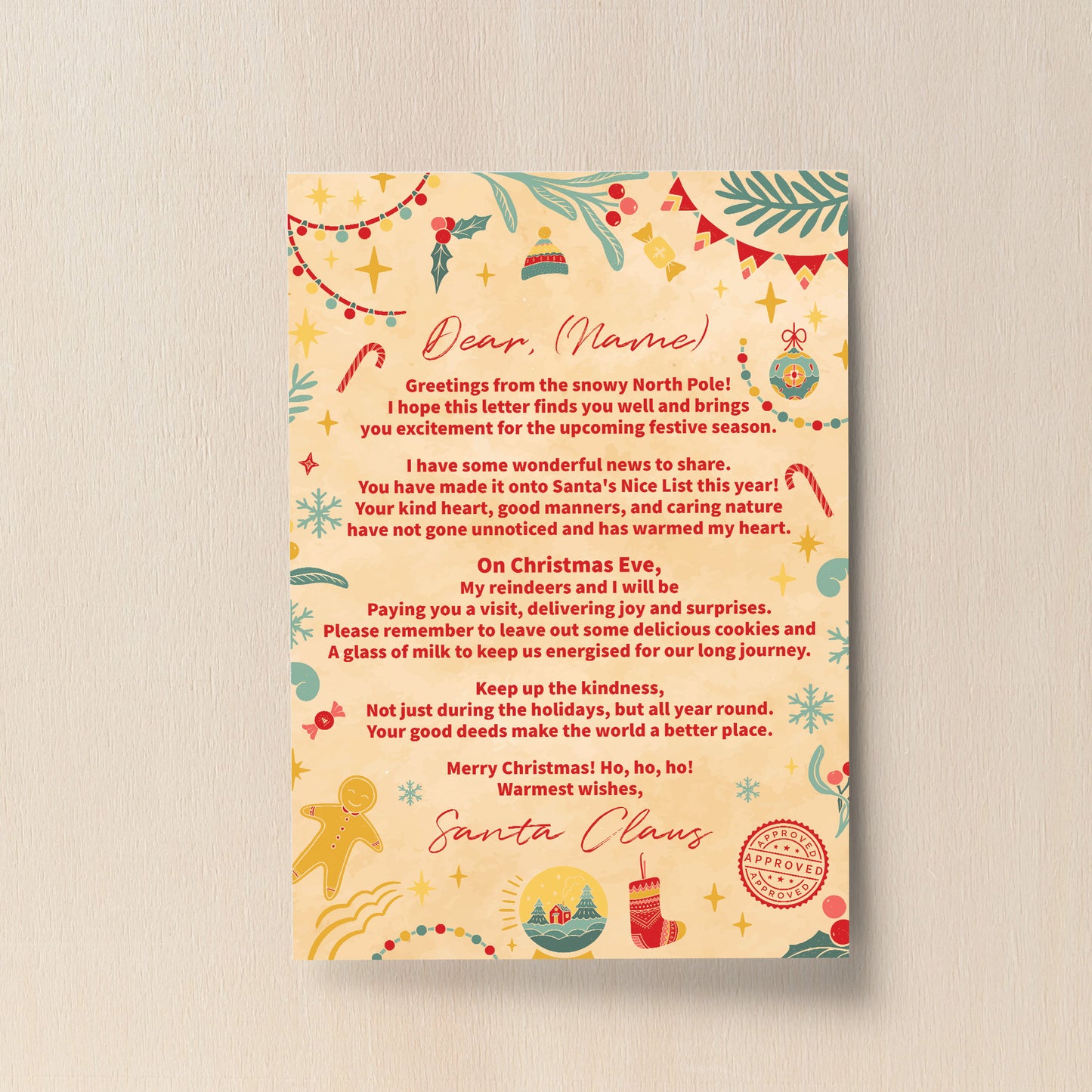 Letter From Santa Personalised Christmas Nice List Certificate
