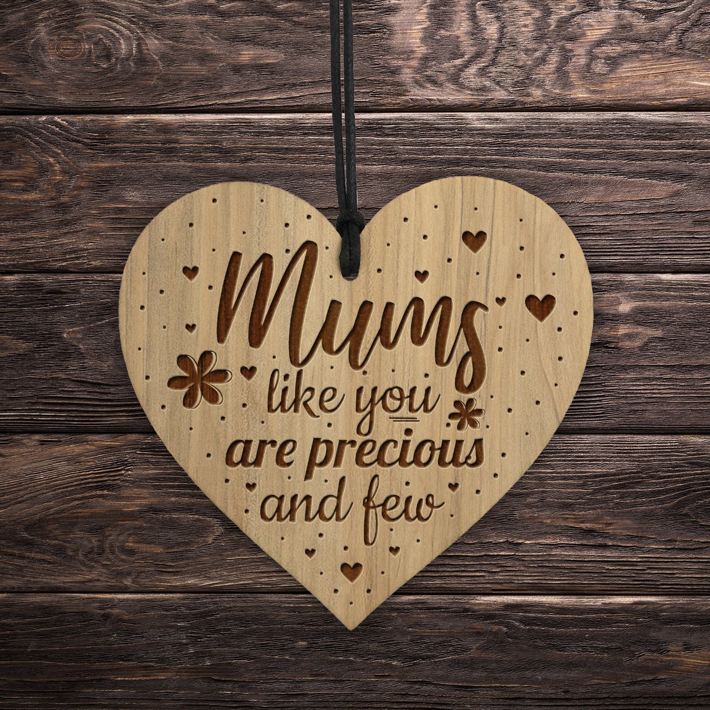 Gifts For Mum Engraved Wood Heart Birthday Christmas Gift