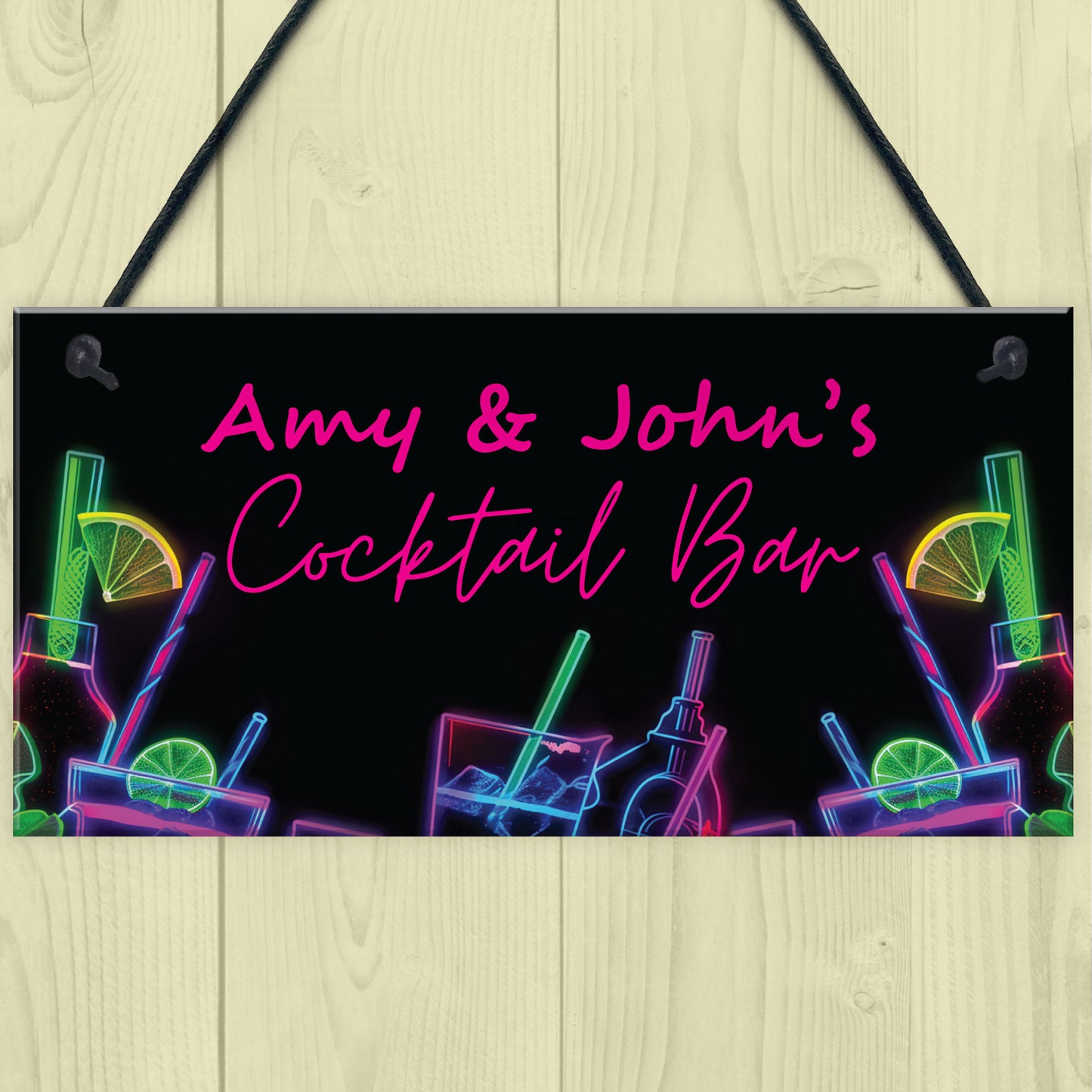 Personalised Stylish Cocktail Bar Sign Wall Hanging Bar Sign