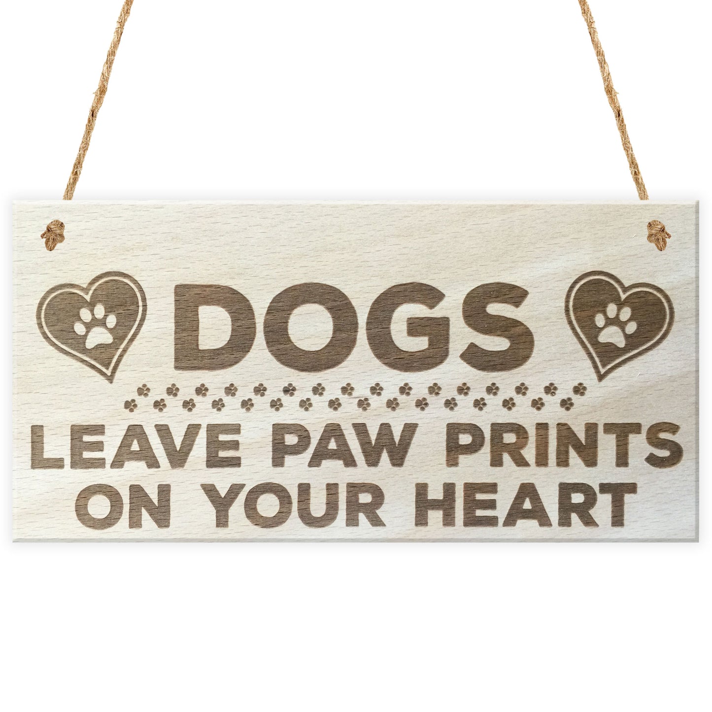 Dogs Paw Prints Hearts Wooden Hanging Plaque Dog Lovers Gift