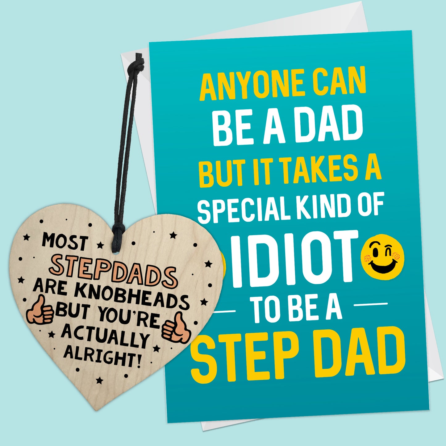 Step Dad Gifts Wood Heart Birthday Card For Step Dad Fathers Day