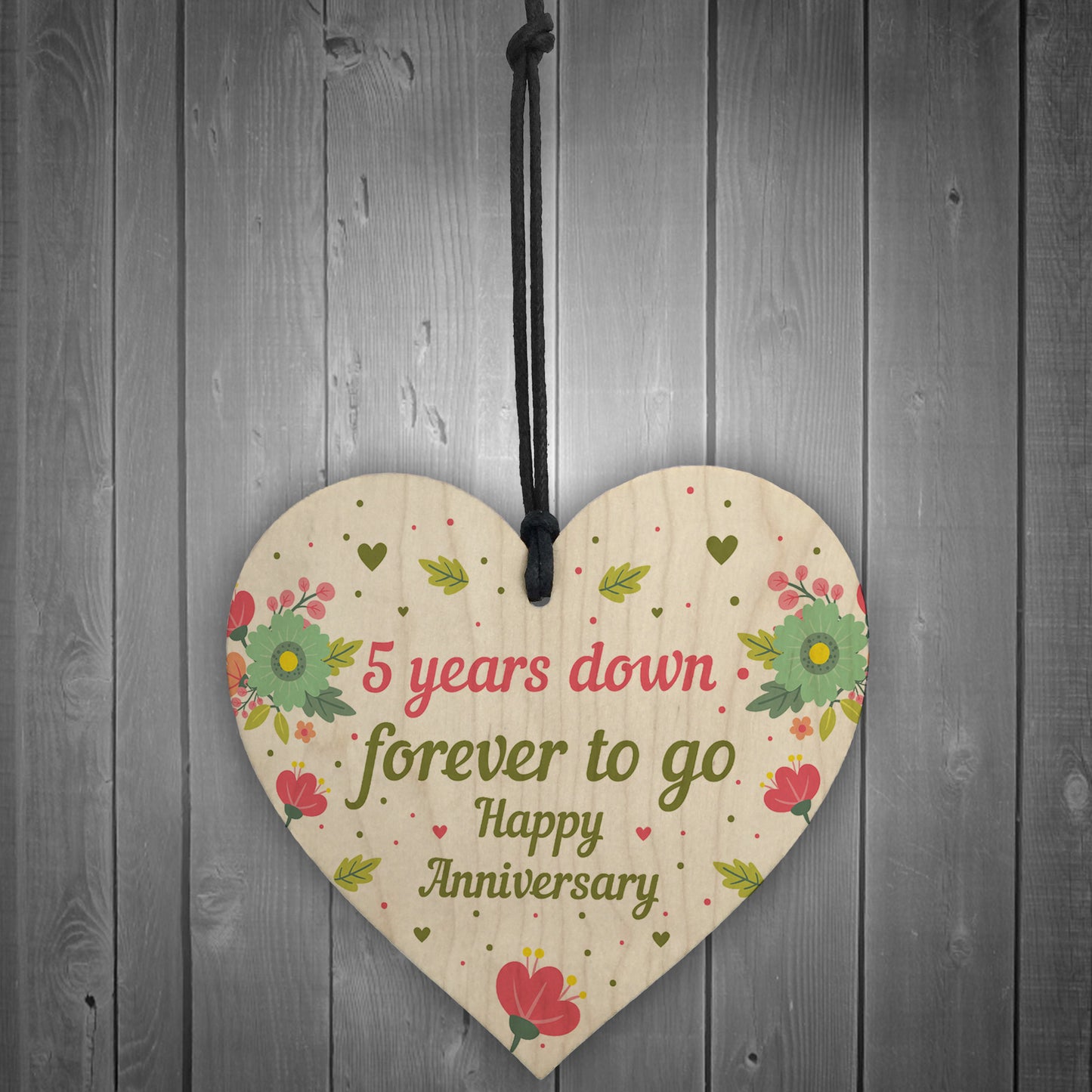 Funny 5th Wedding Anniversary Gift Wooden Heart Husband Wife