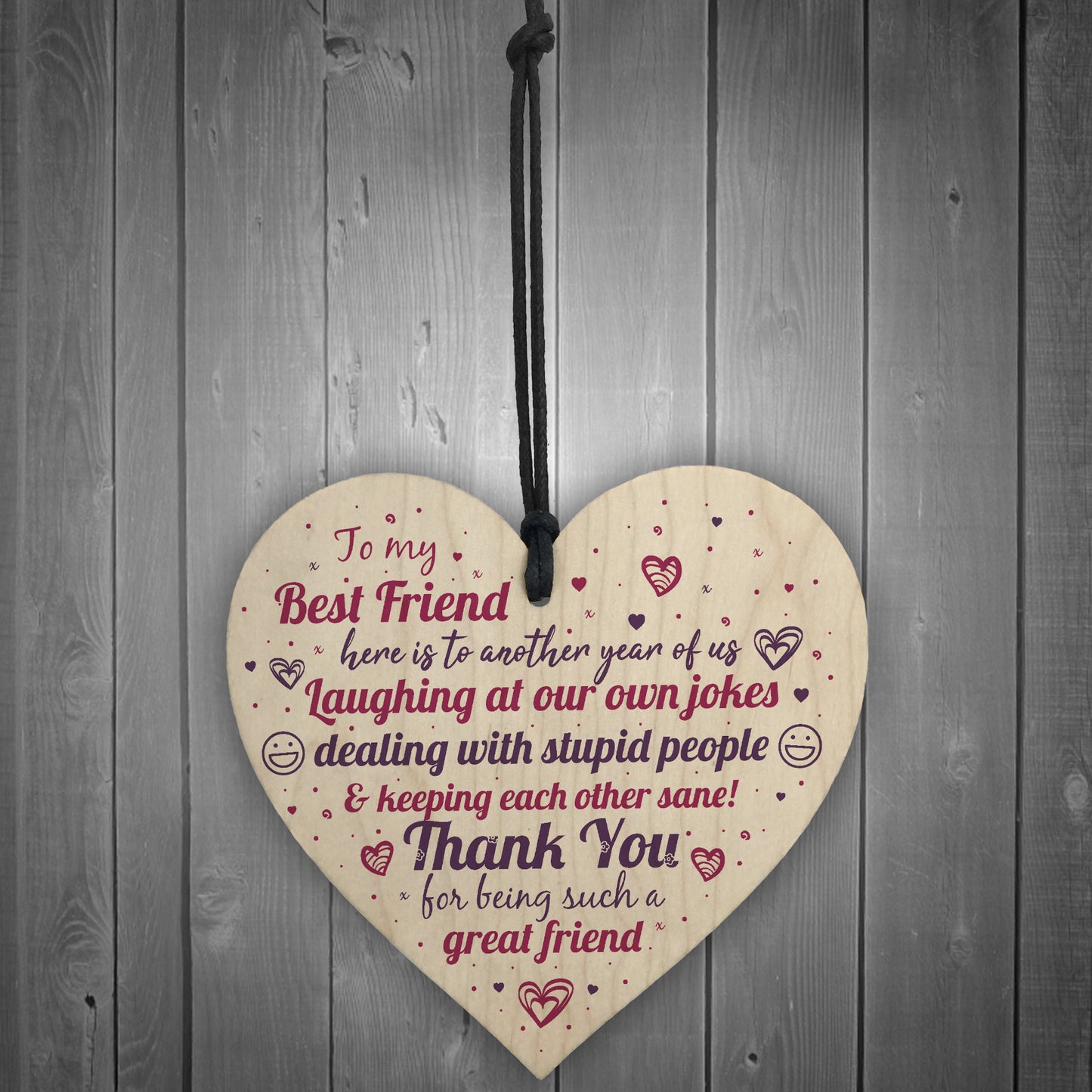 Best Friend Friendship Handmade Wood Heart Plaque Keepsake Gift