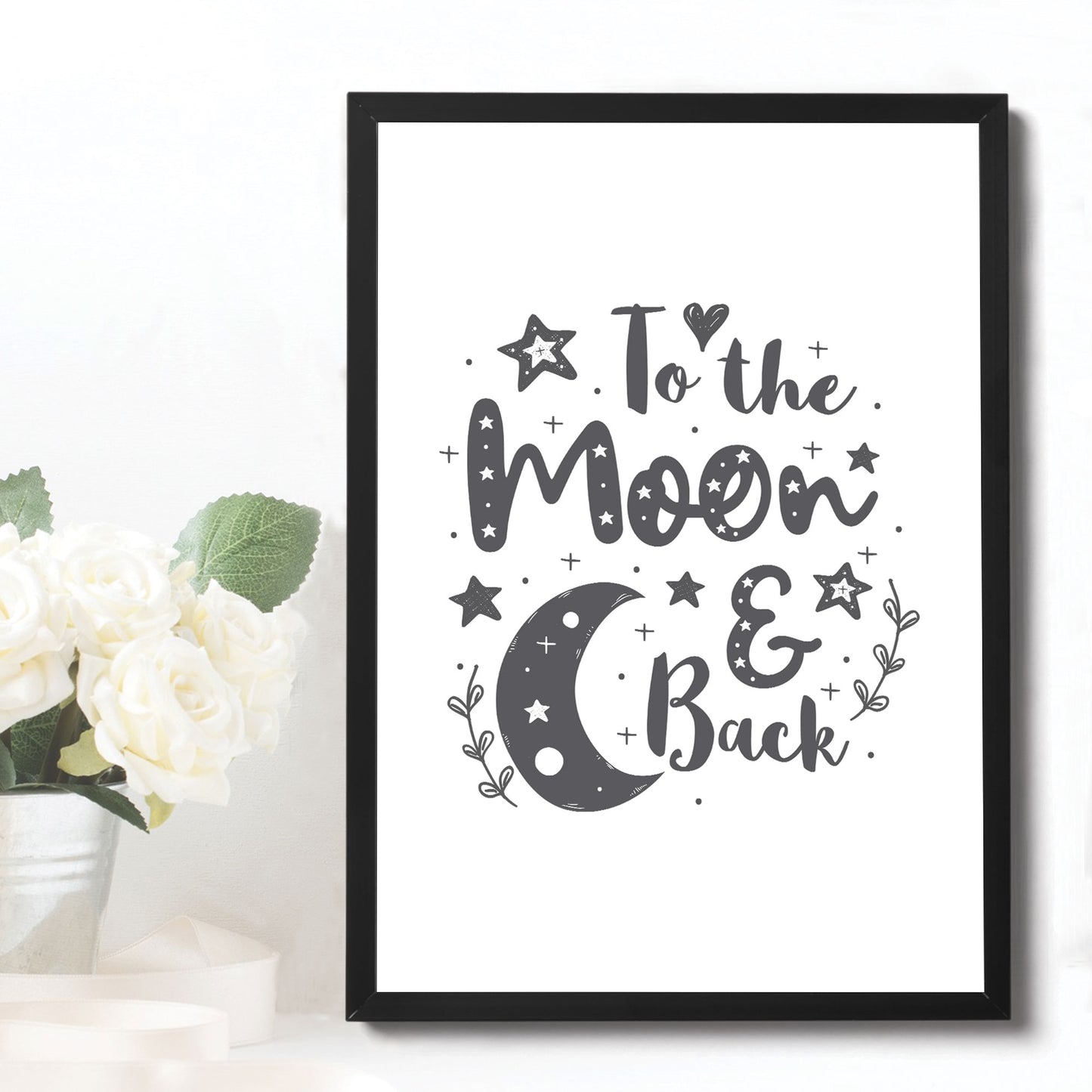 White Grey Nursery Framed Prints / Wall Art Baby Room Nursery