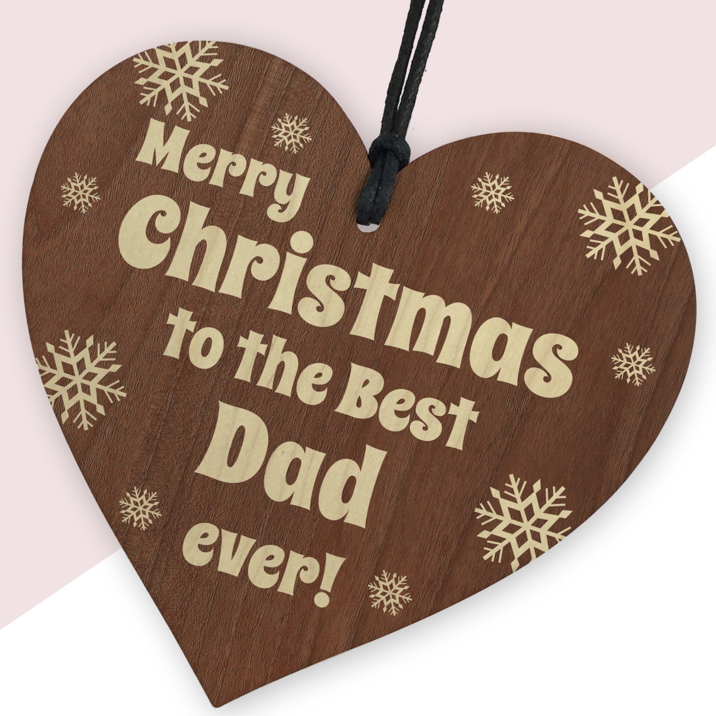 Dad Christmas Wooden Heart Gift From Son and Daughter