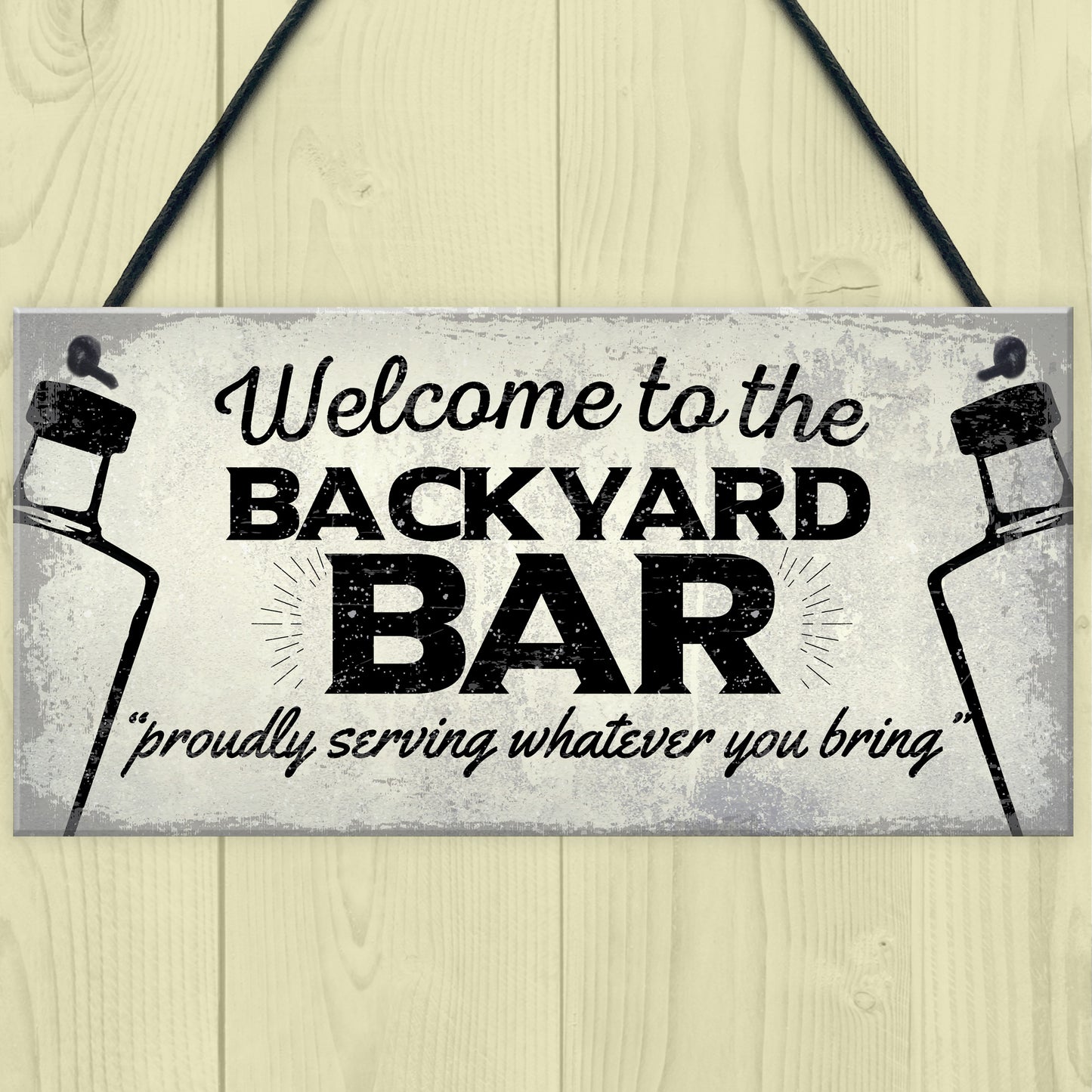 Backyard Bar Garden Plaque Alcohol Man Cave Vintage Beer Gin