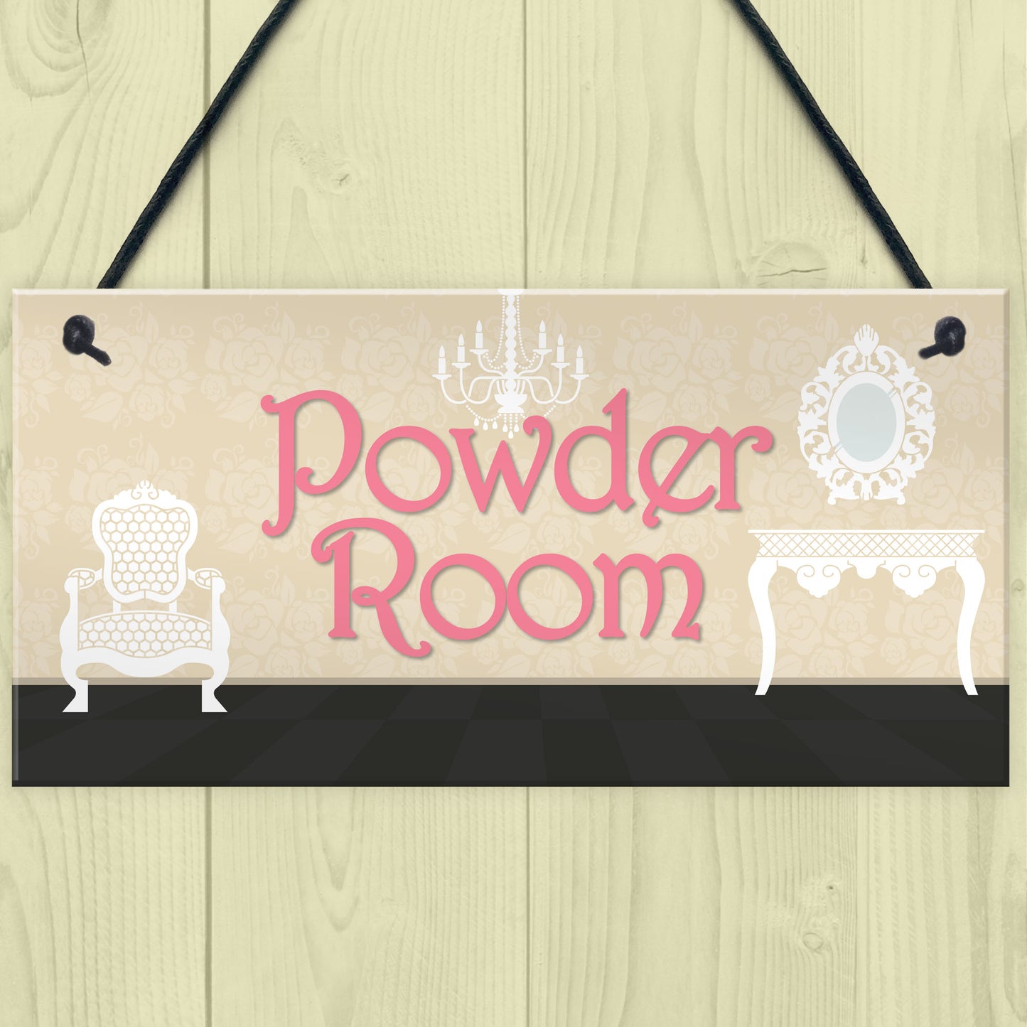 Powder Room Vintage Shabby French Chic Bathroom Hanging Plaque