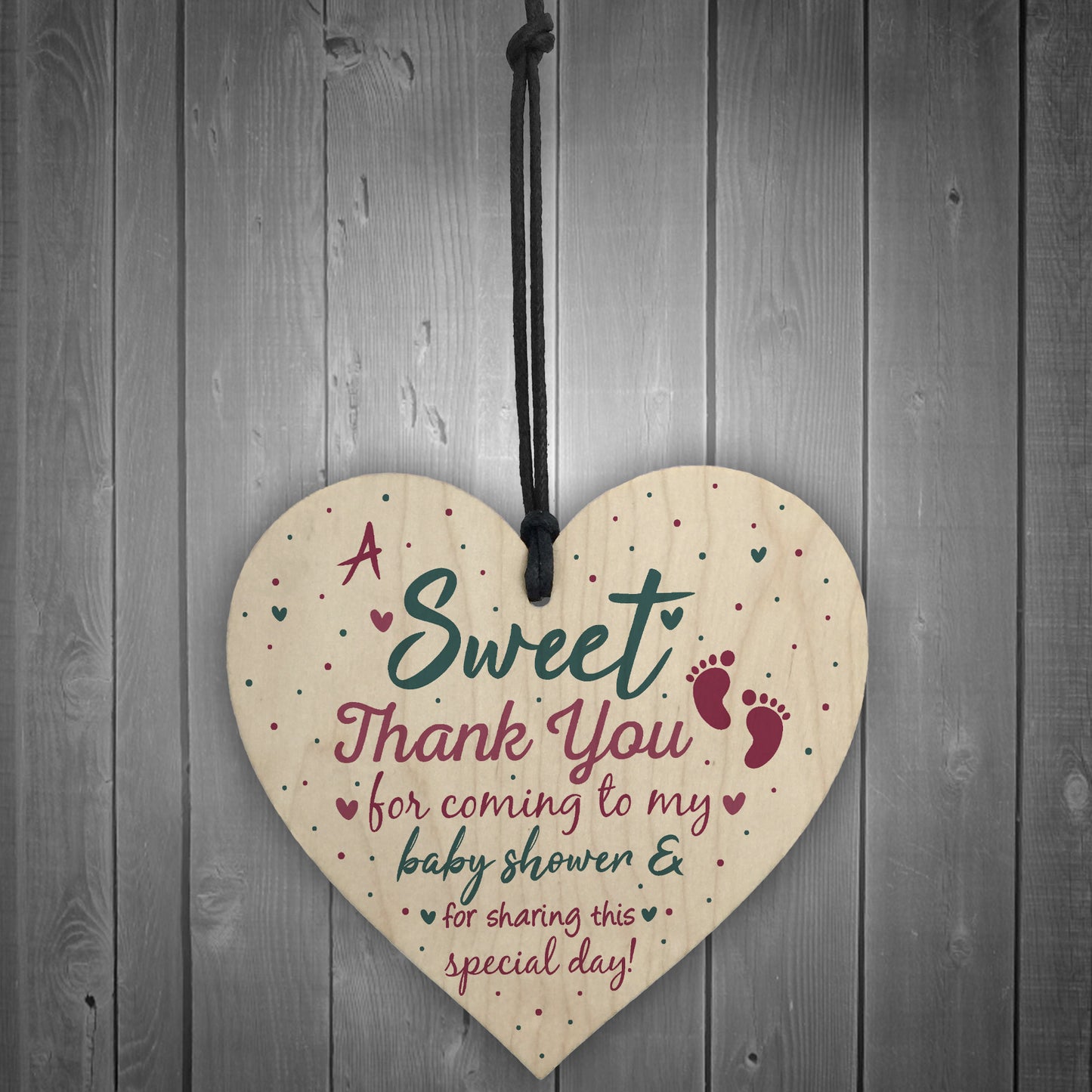 Baby Shower THANK YOU Wooden Heart Favour Tags Plaques