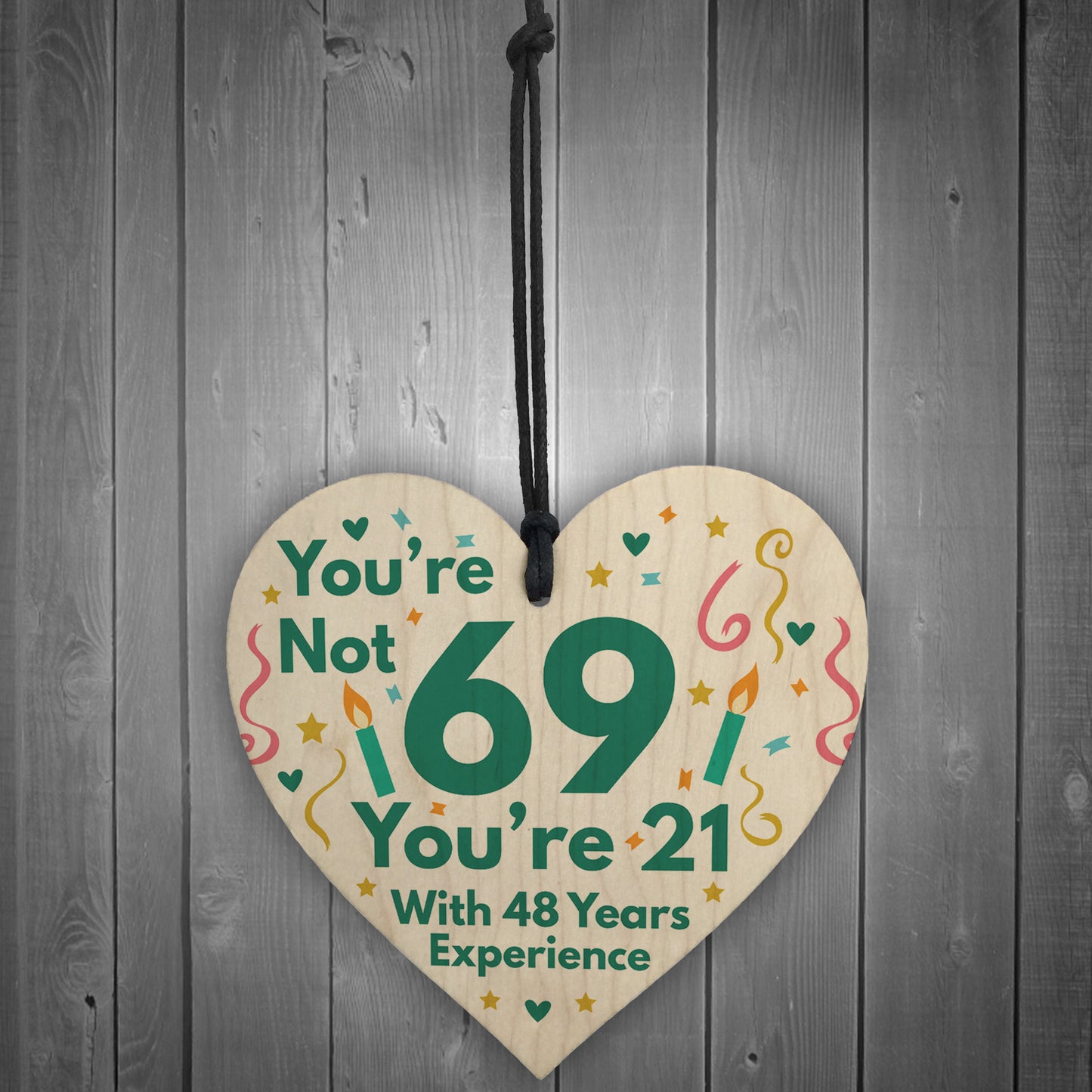 Funny Birthday Gifts Novelty 69th Birthday Gift Wood Heart Card