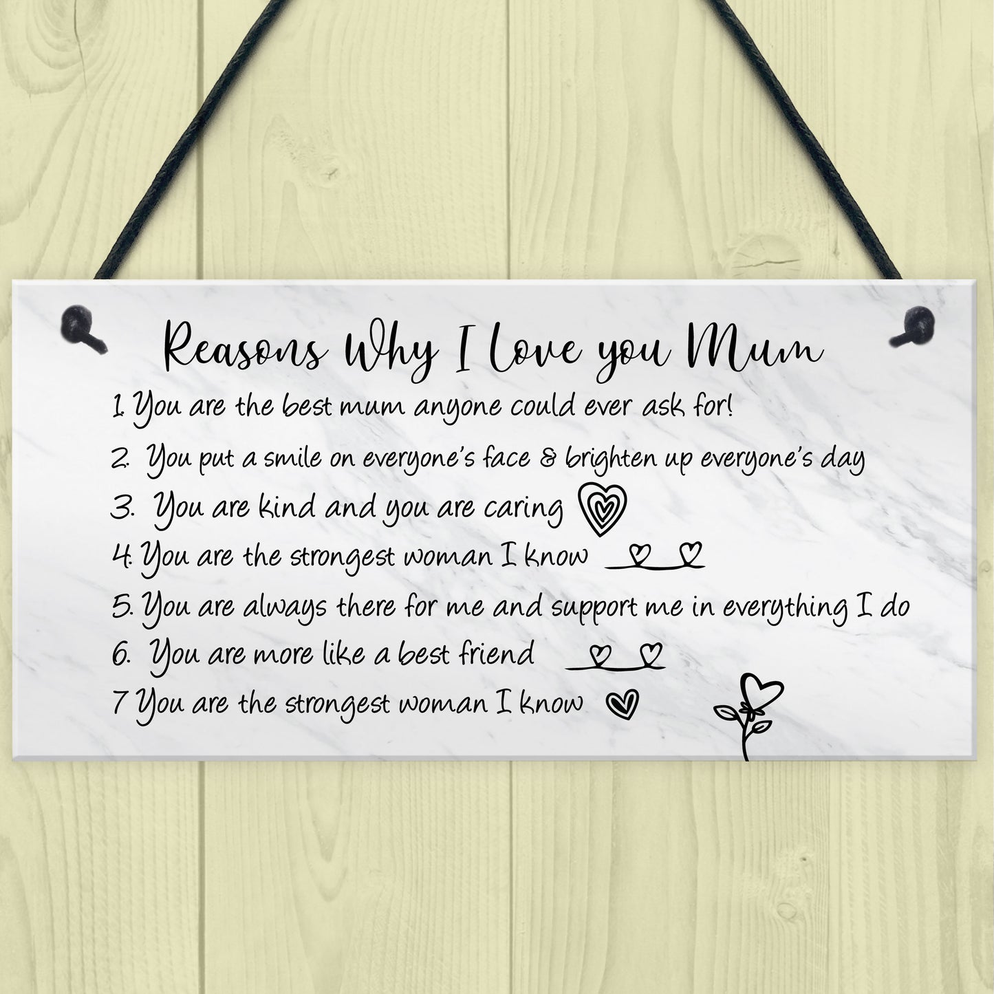 Reasons Why I Love Mum Birthday Christmas Gift Plaque Mum Gift