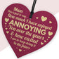 Handmade Wooden Heart for Mum Humour Gift For Mothers Day