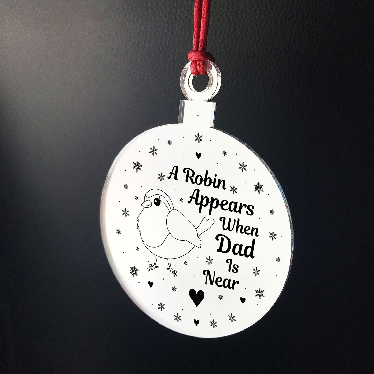Robin Red Breast Memorial Acrylic Tree Decoration Dad Memorial